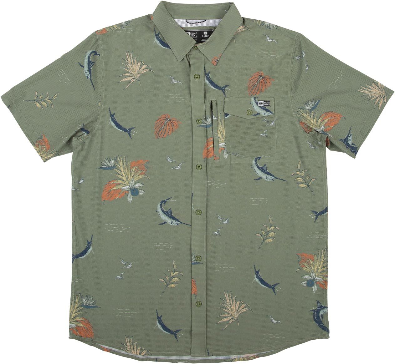 Ernesto S/S Perforated Tech Woven Vintage Military + Salty Crew