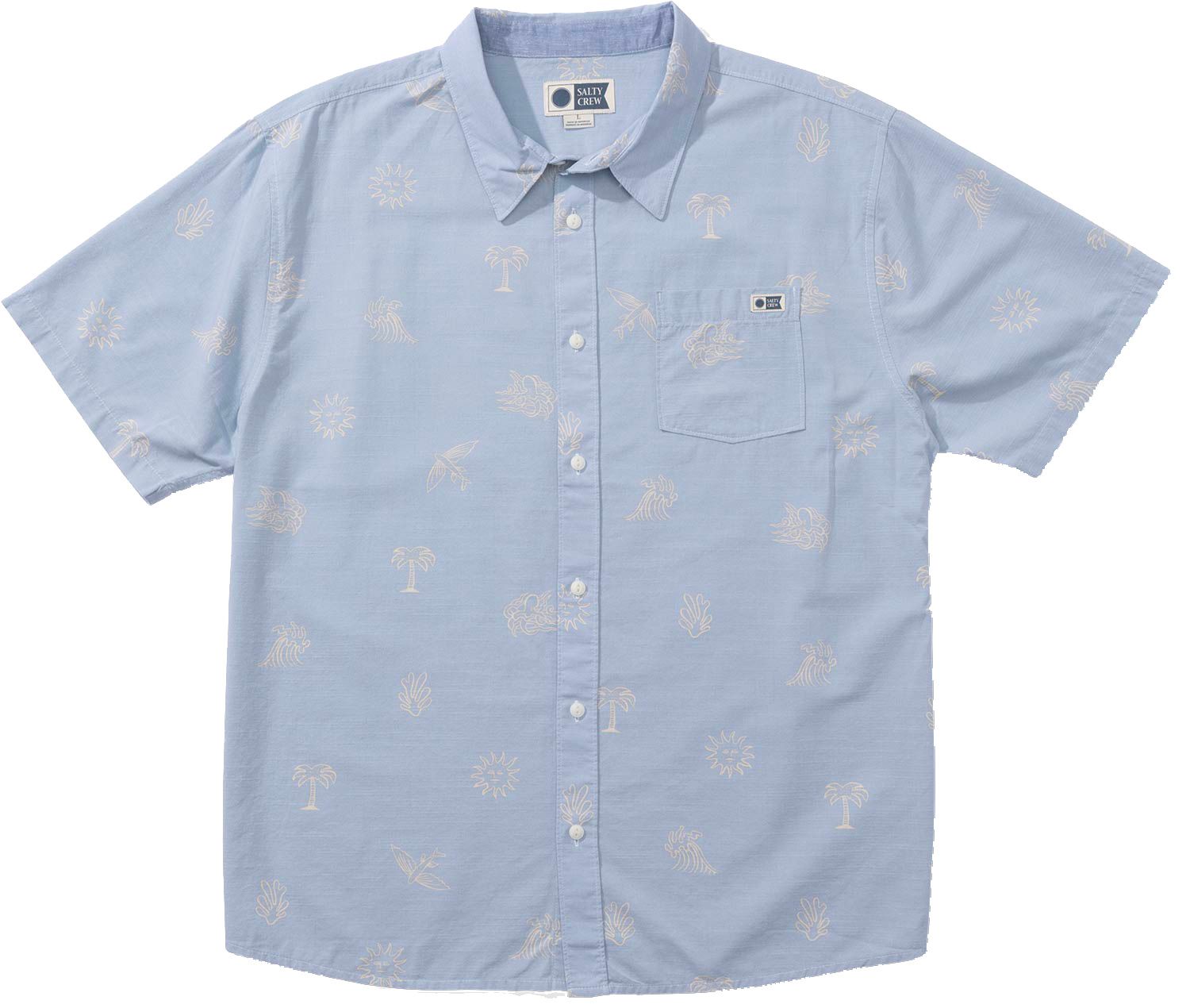 Good Vibes SS Woven Blue Fog + Salty Crew