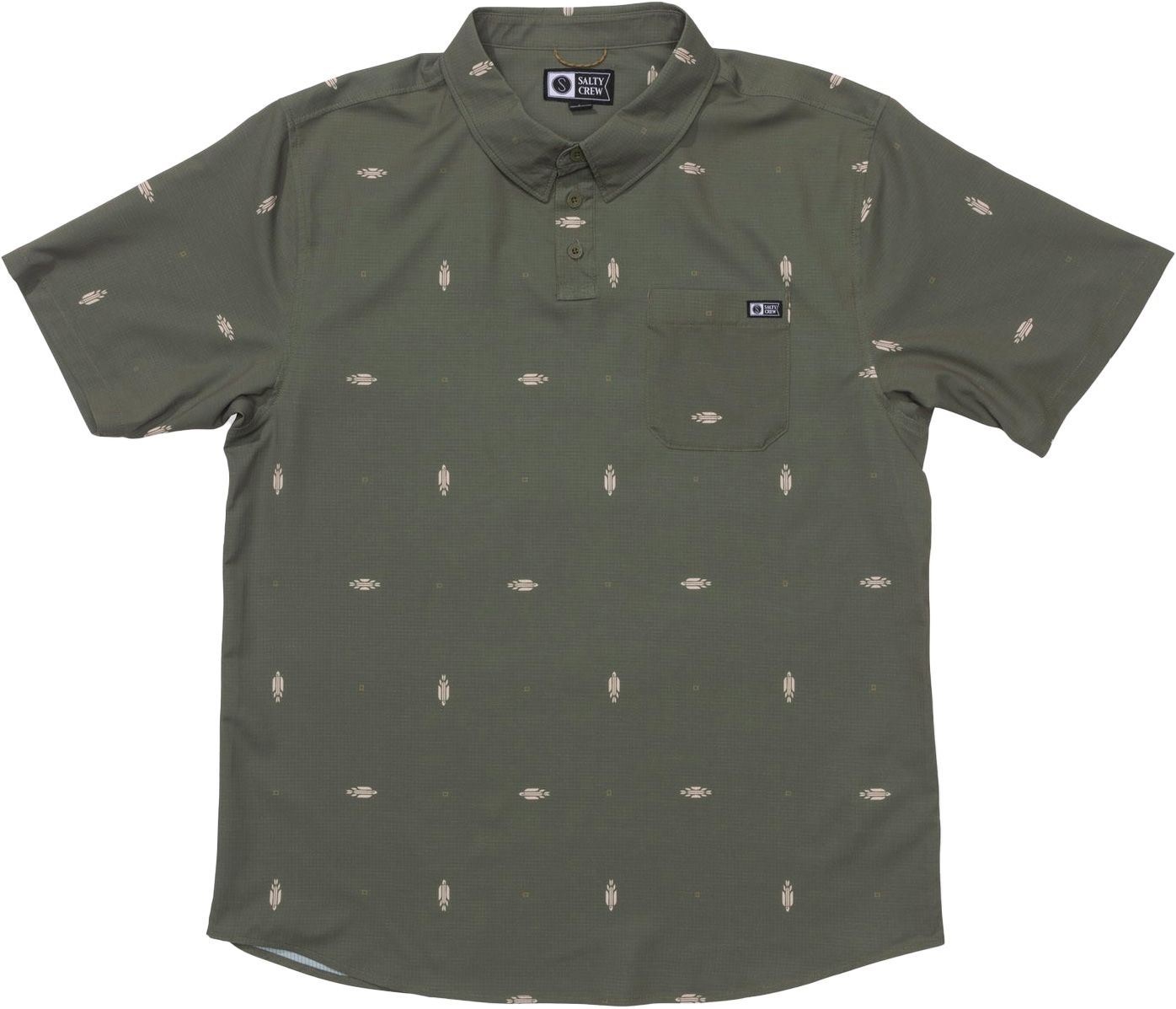 Breezer Perf Polo Olive + Salty Crew