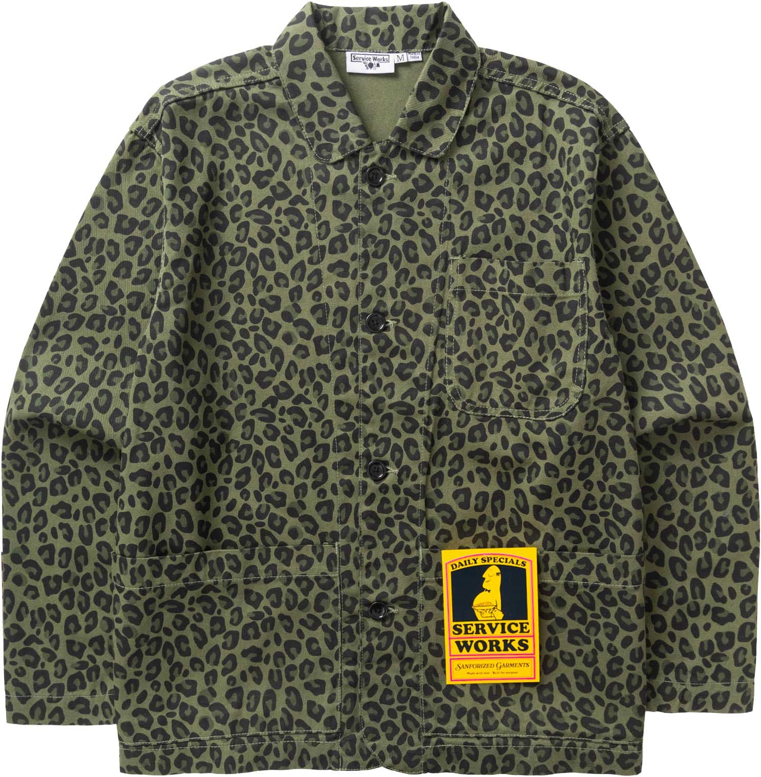 Patterned Easy Chef Shirt Green Leopard + Service Works
