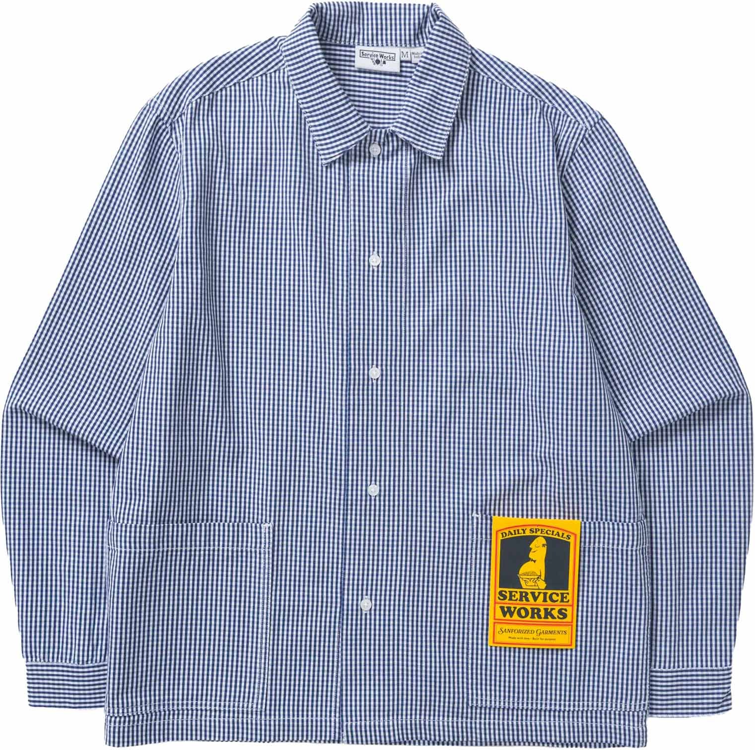 Gingham Waiter Shirt Blue + Service Works