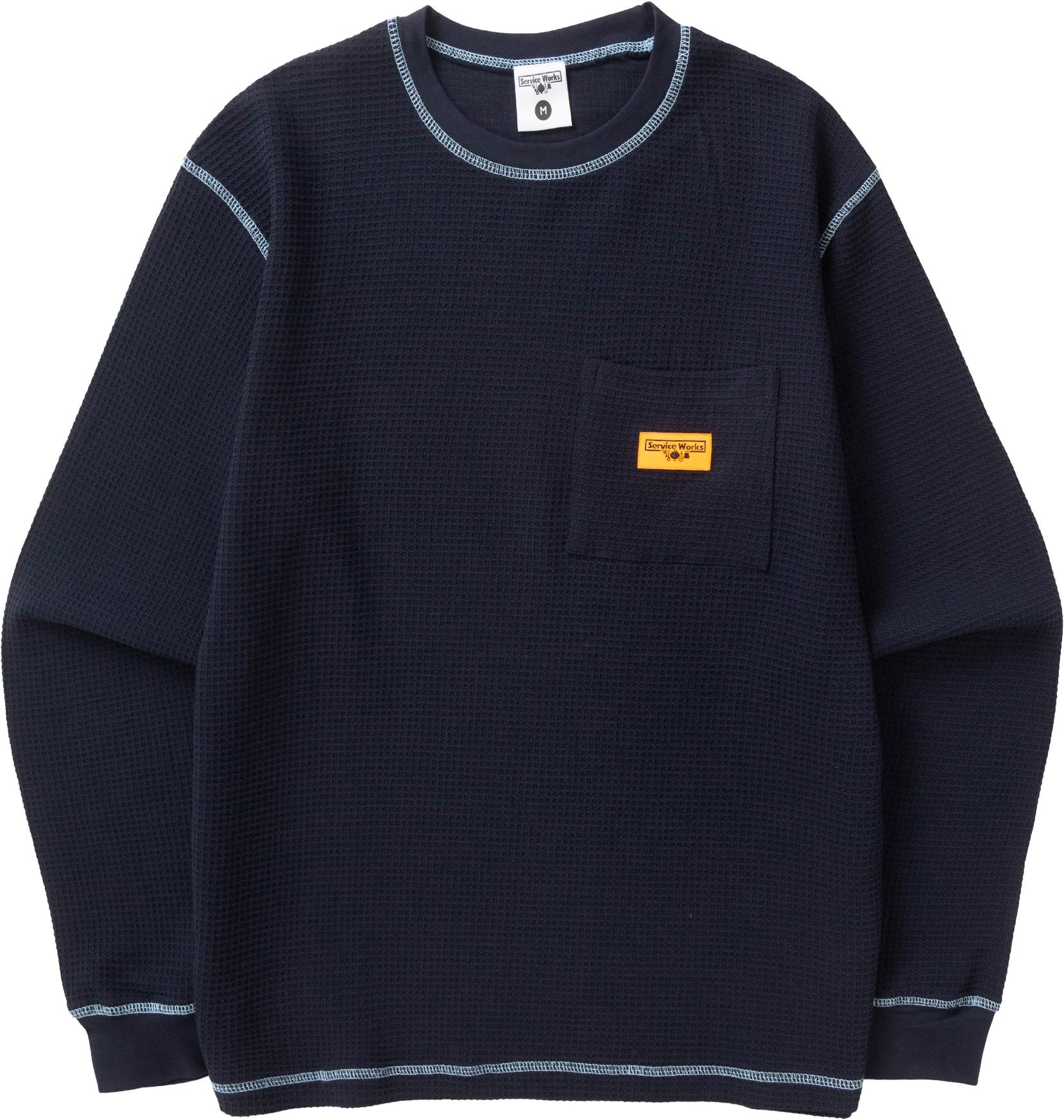 Waffle Contrast Thermal LS Tee Navy Blue + Service Works