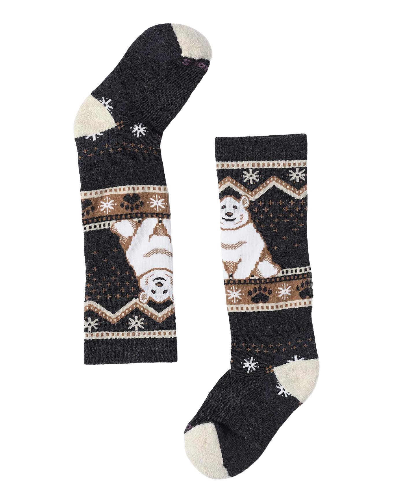 K Wintersport Full Cushion Polar Bear OTC Socks Charcoal + Smartwool