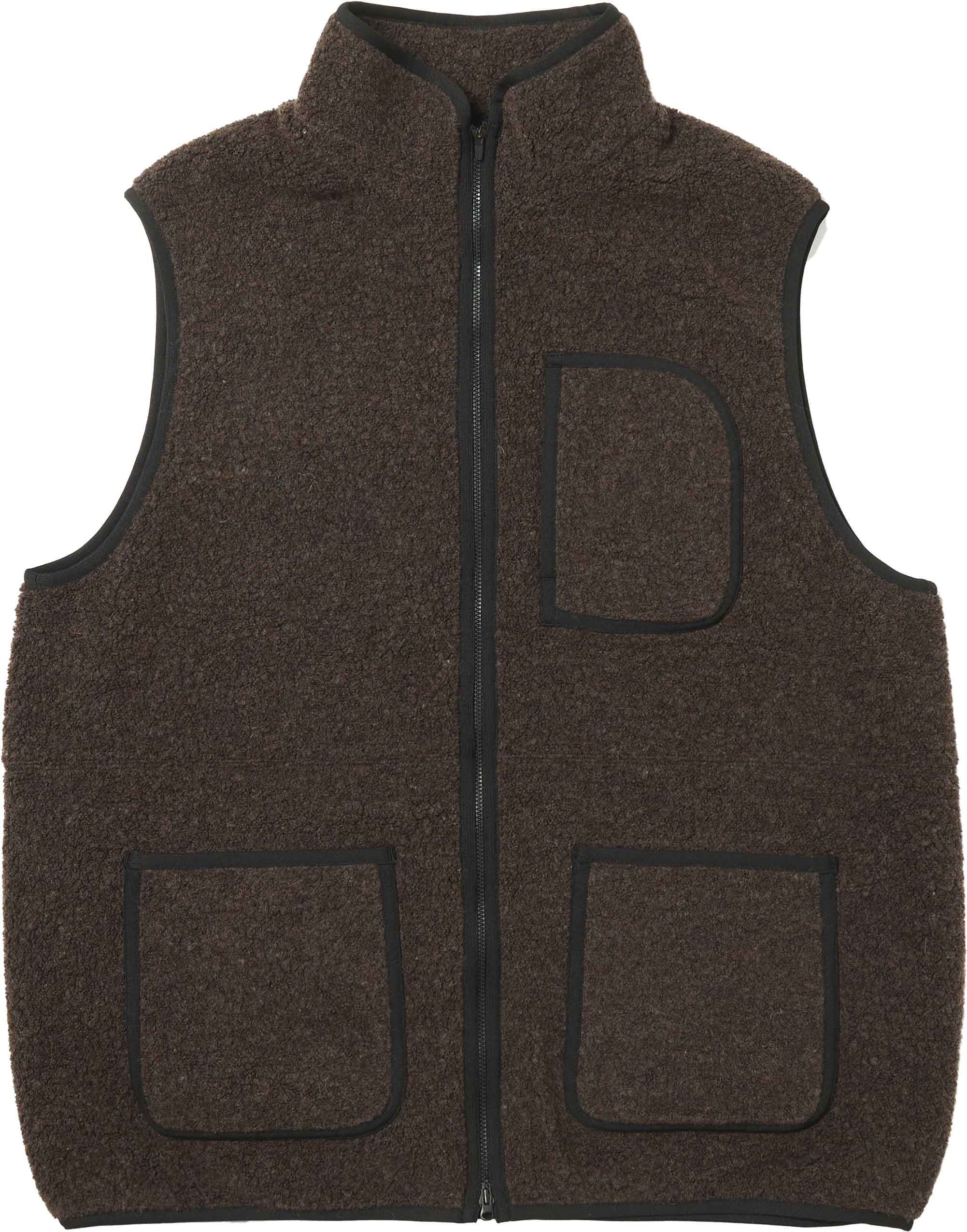 Recycled Wool Boa Vest Dark Brown + Snow Peak