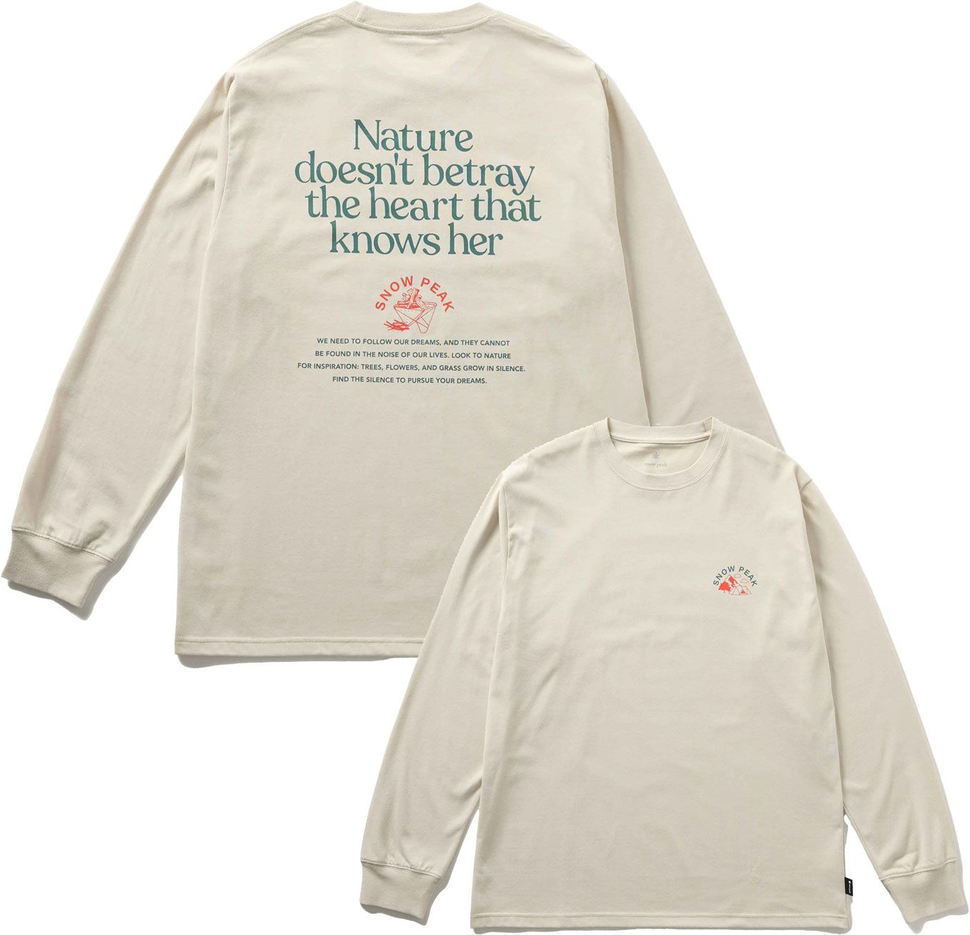 Living With Nature LS T-Shirt Ivory + Snow Peak