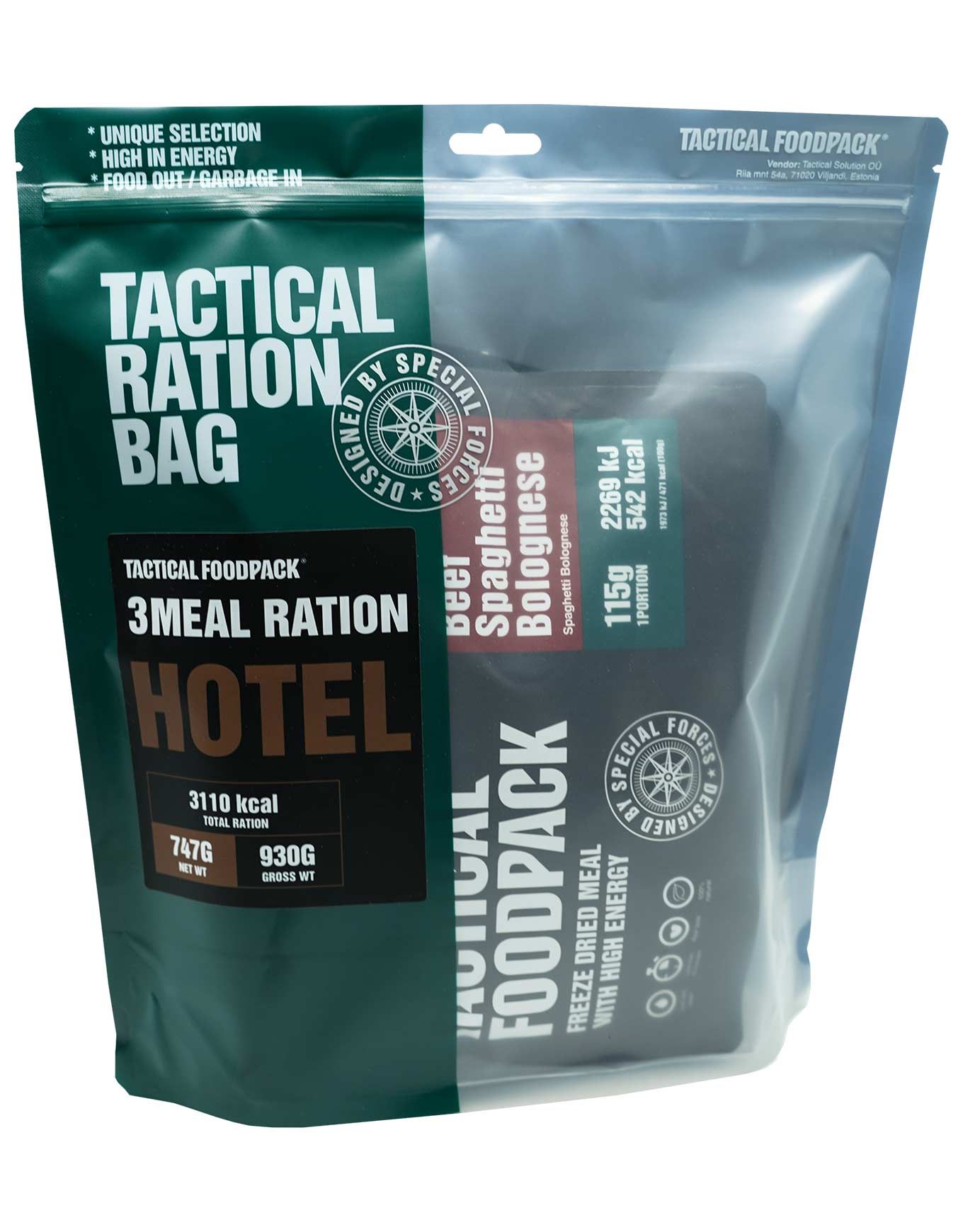 Ration de 3 Repas Hotel + Tactical Foodpack