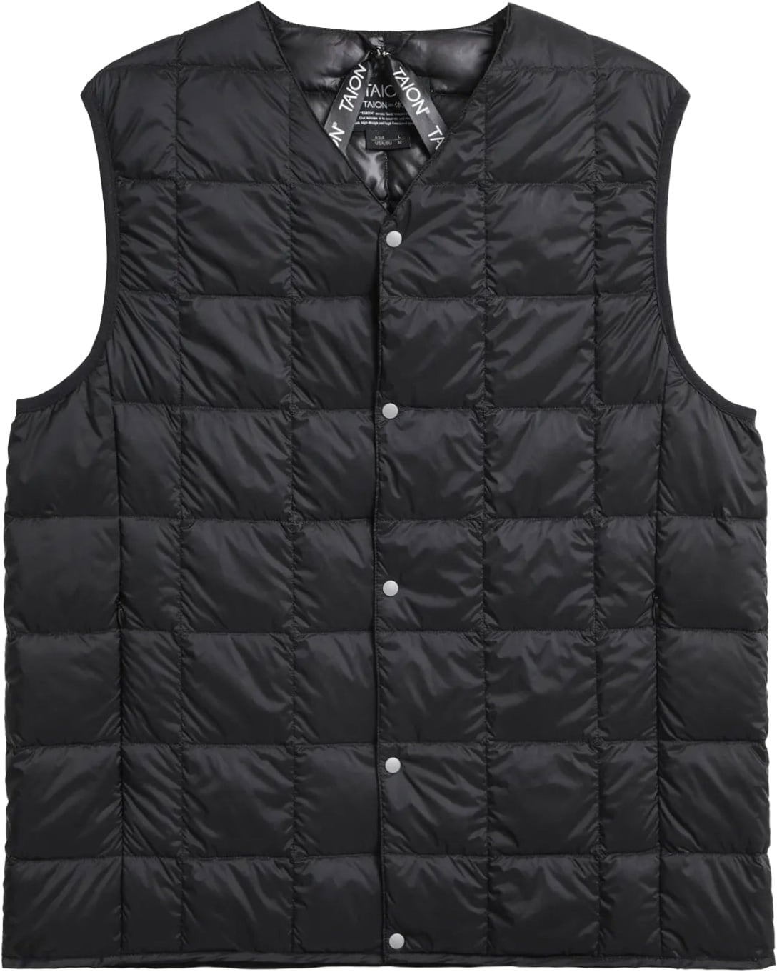 V-Neck Button Down Vest Black + Taion