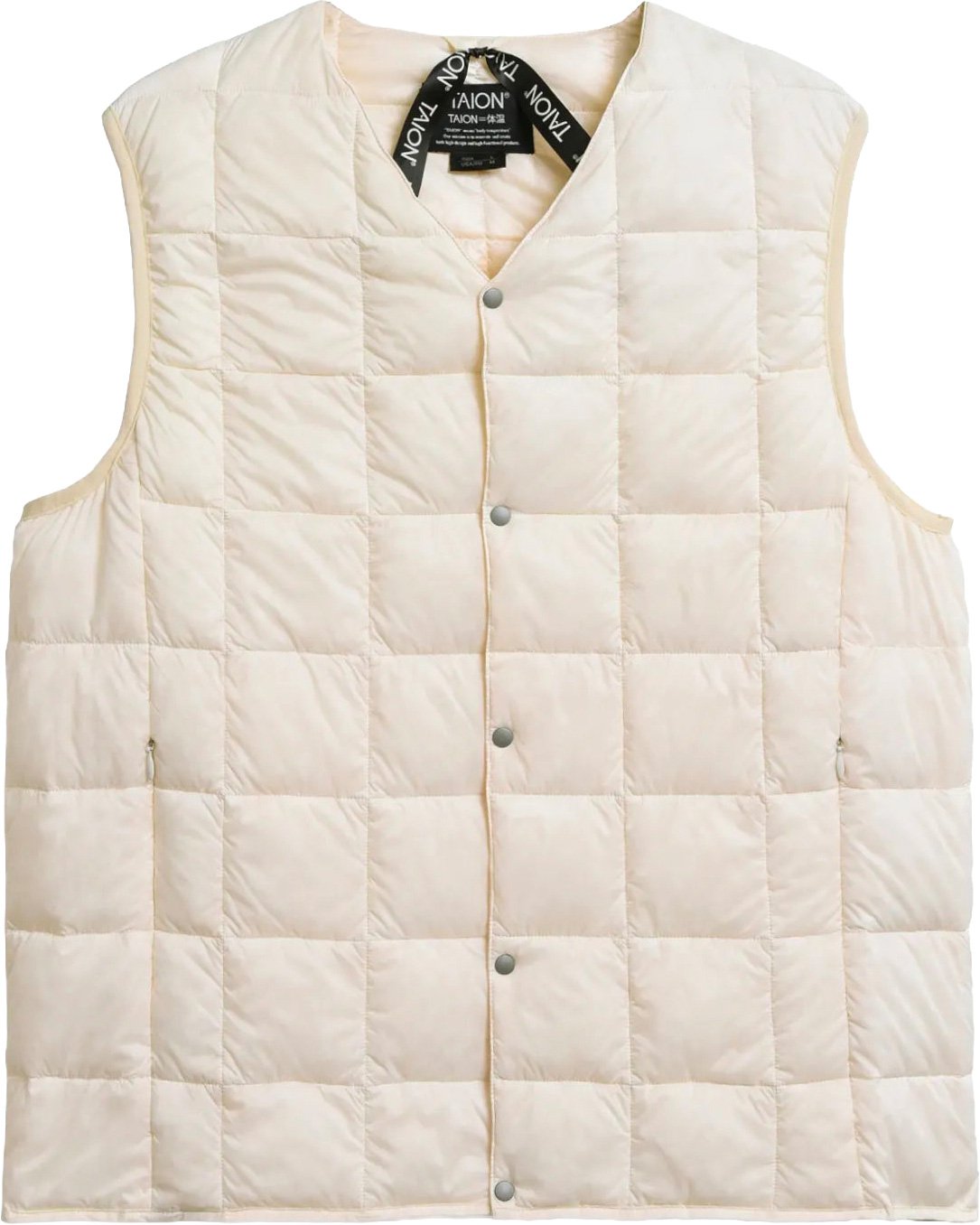 V-Neck Button Down Down Vest Off White + Taion