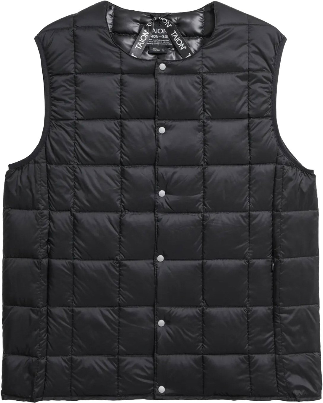 Crew Neck Button Down Vest Black + Taion