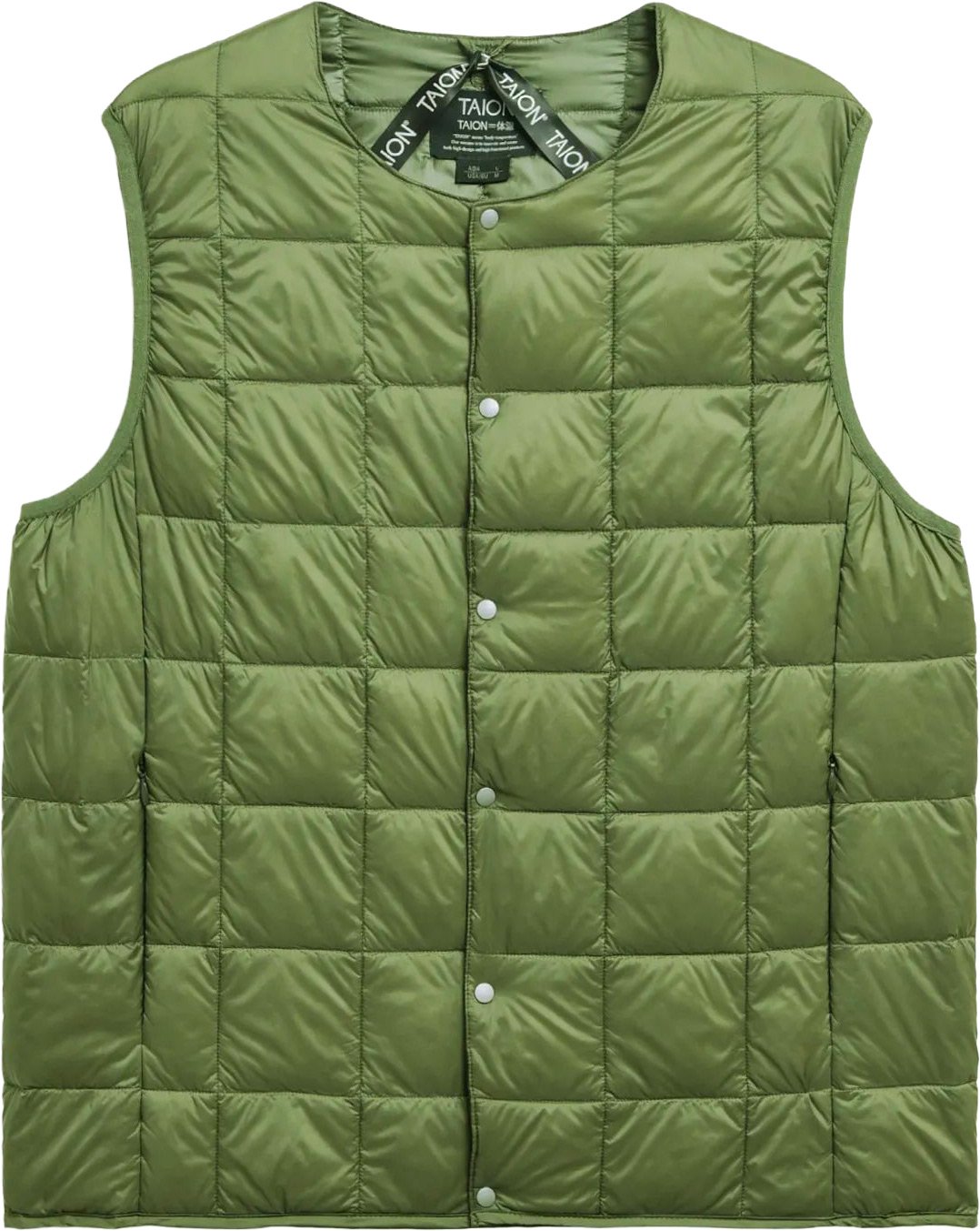 Crew Neck Button Down Vest Olive + Taion