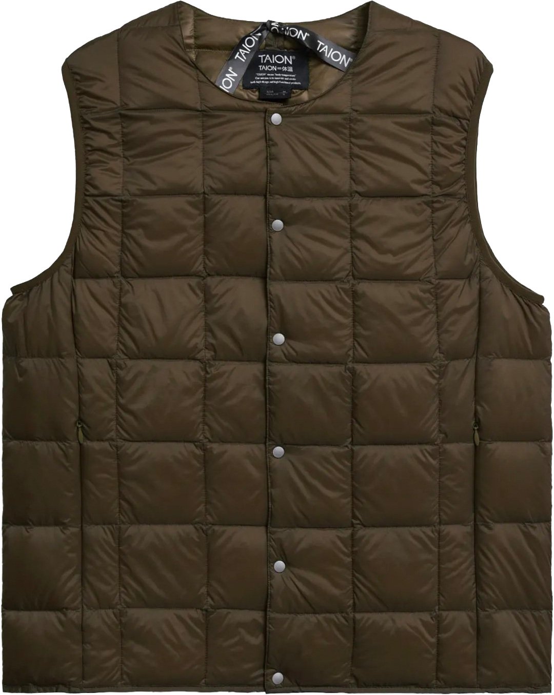 Crew Neck Button Down Vest Dark Choco + Taion