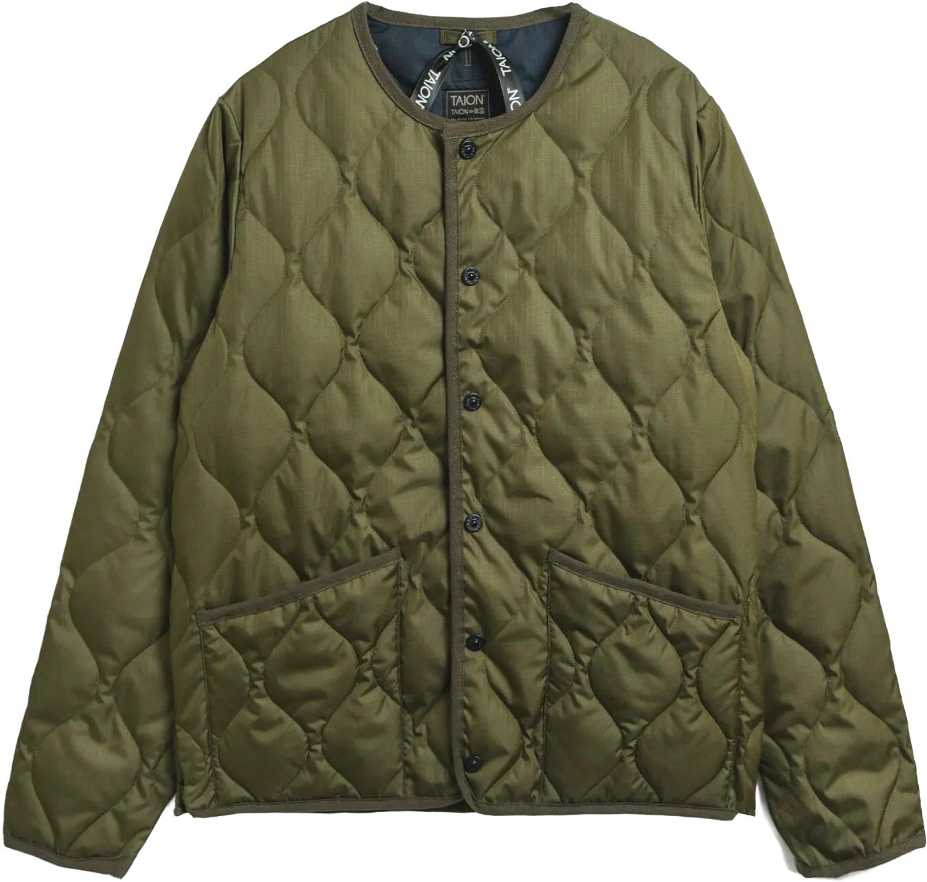Military Crew Neck Down Jacket Dark Olive + Taion