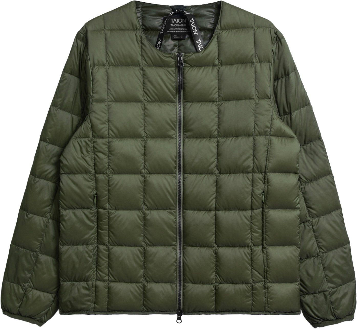 Crew Neck W-Zip Down Jacket Dark Olive + Taion