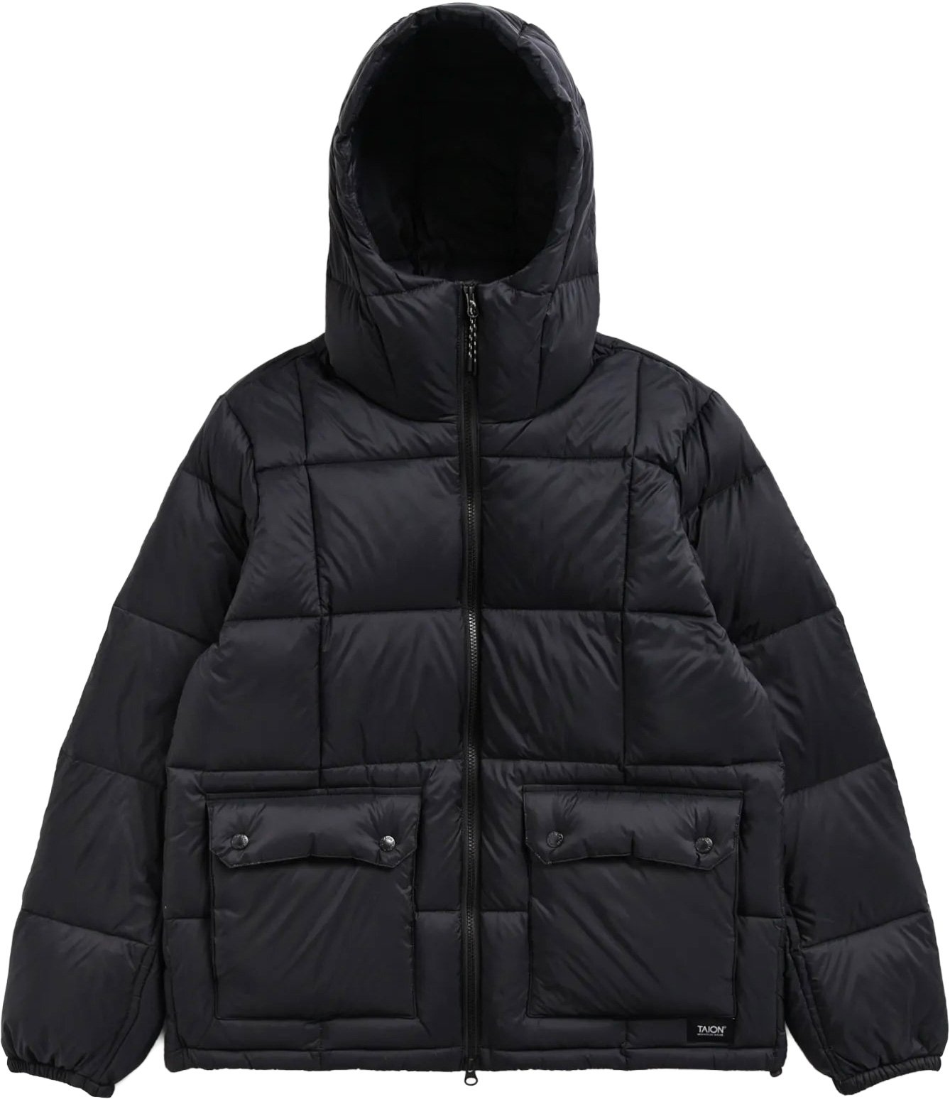 Mountain Hooded Volume Down Jacket Black + Taion