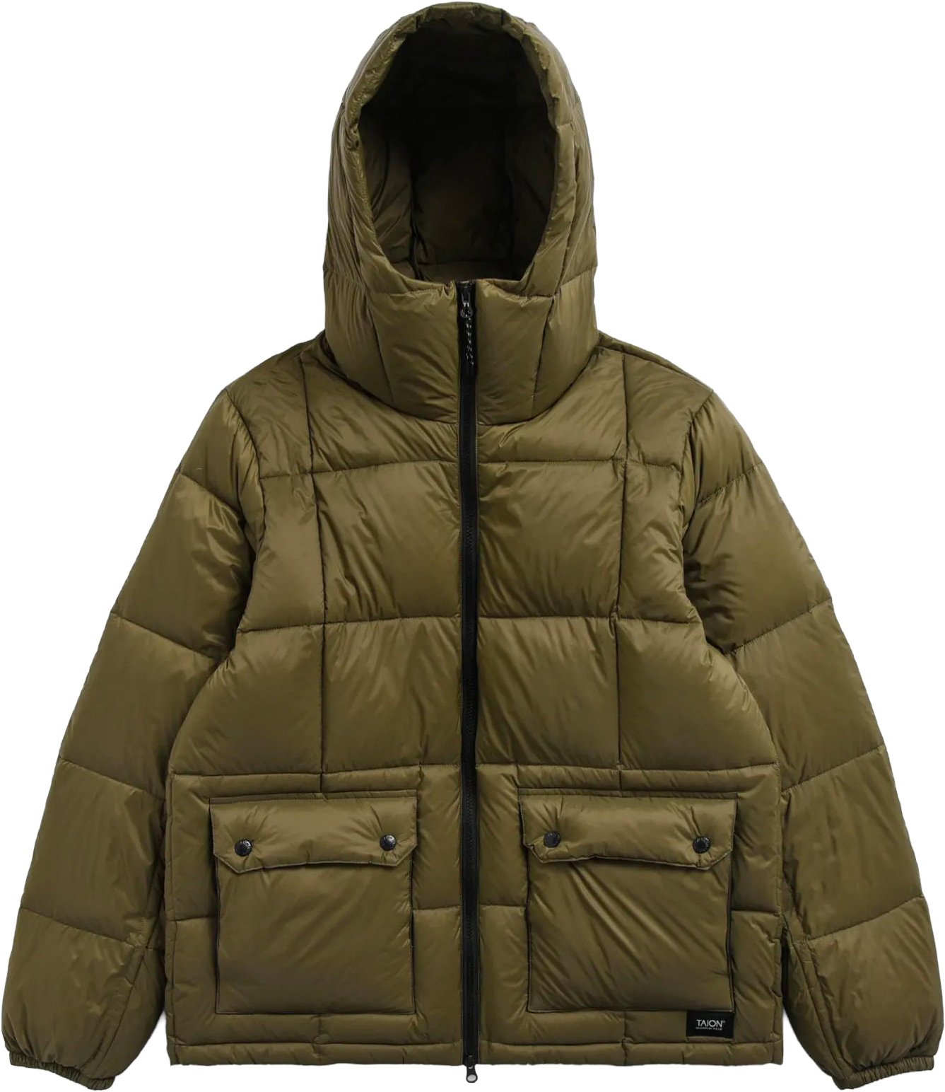 Mountain Hooded Volume Down Jacket Dark Olive + Taion