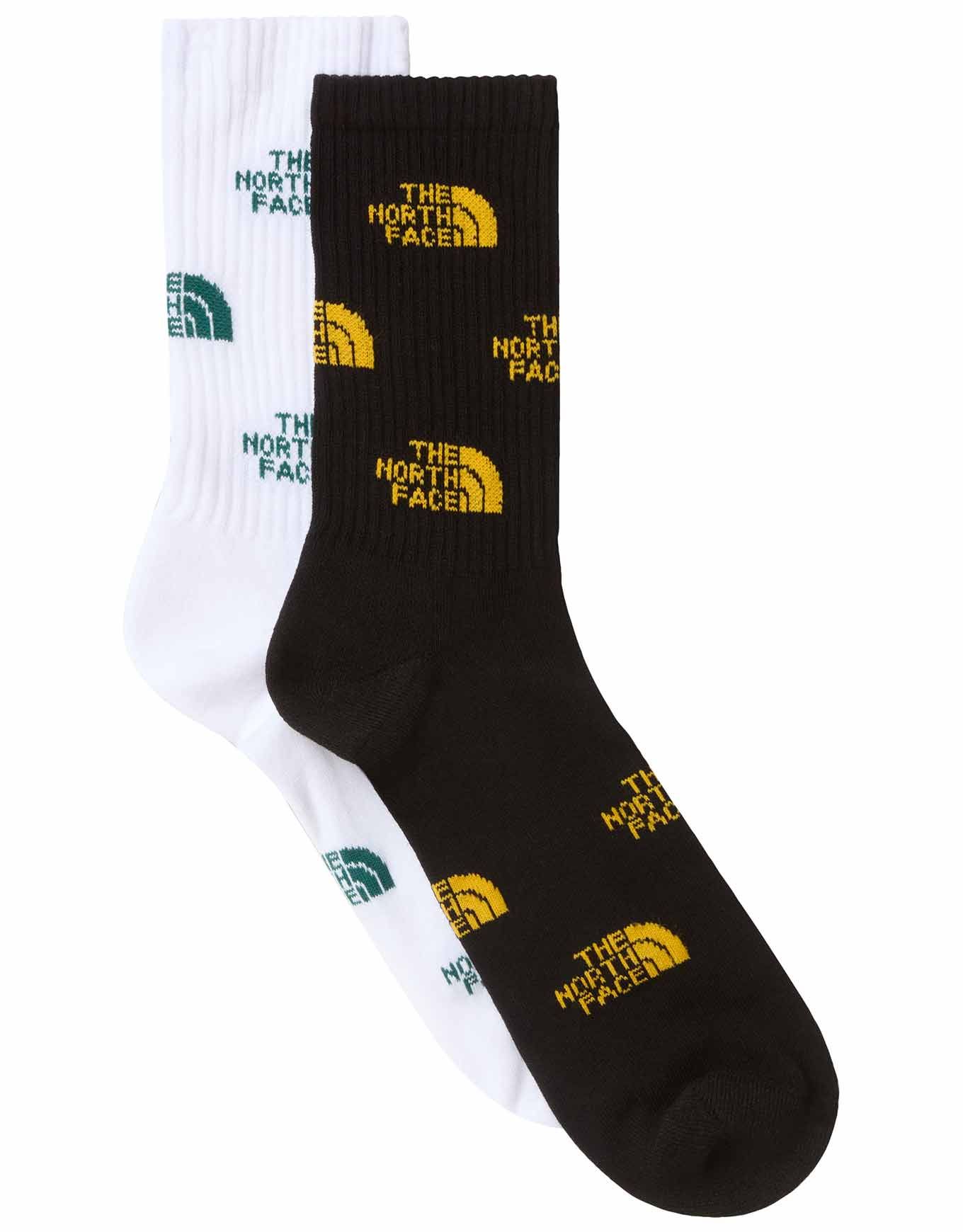 Everyday Crew Sock Logo 2P TNF Blk Smt Gold TNF Wht Hntr Grn + The North Face