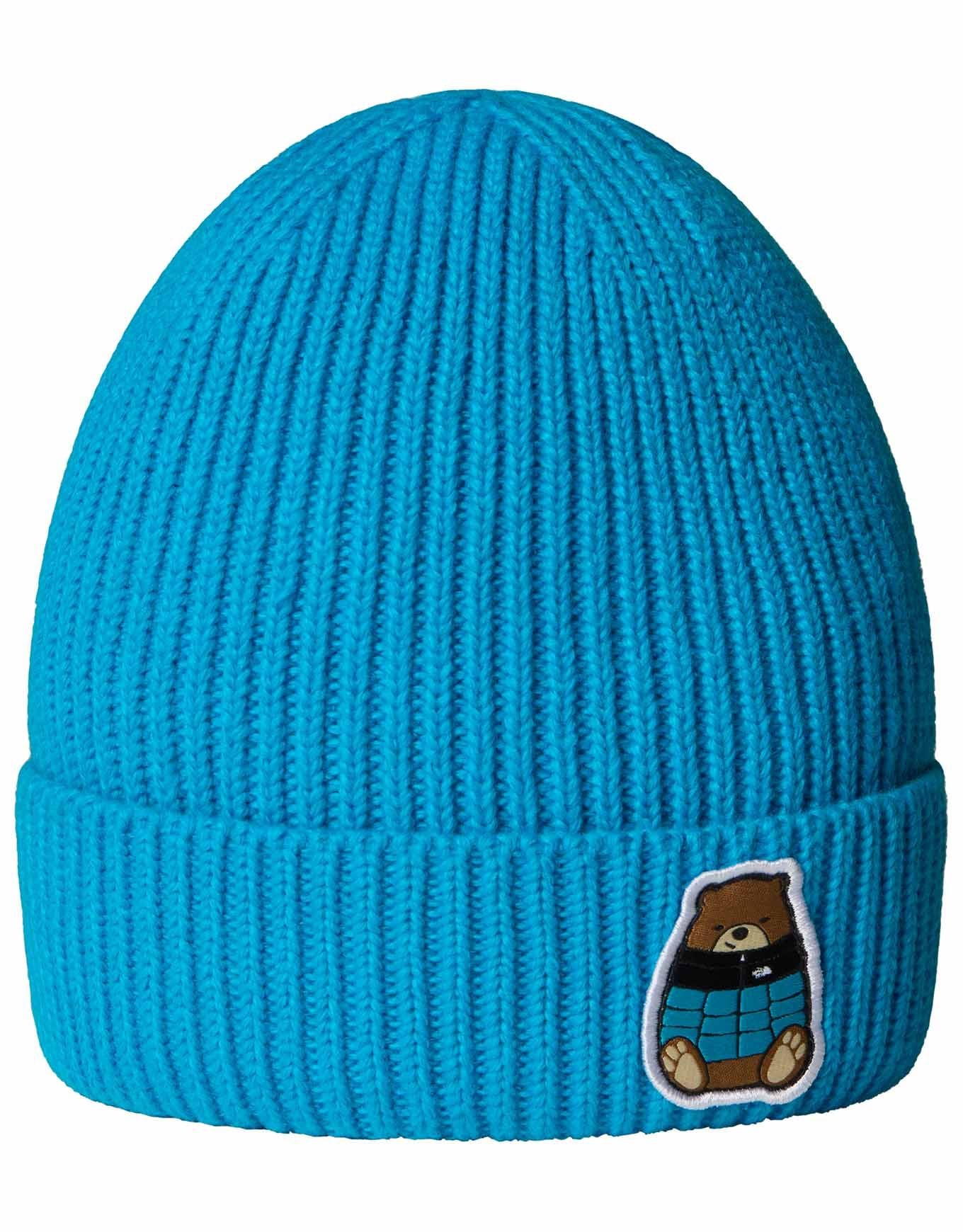 Kids TNF Logo Box Cuffed Beanie Meridian Blue Nuptse Bear Patch + The North Face