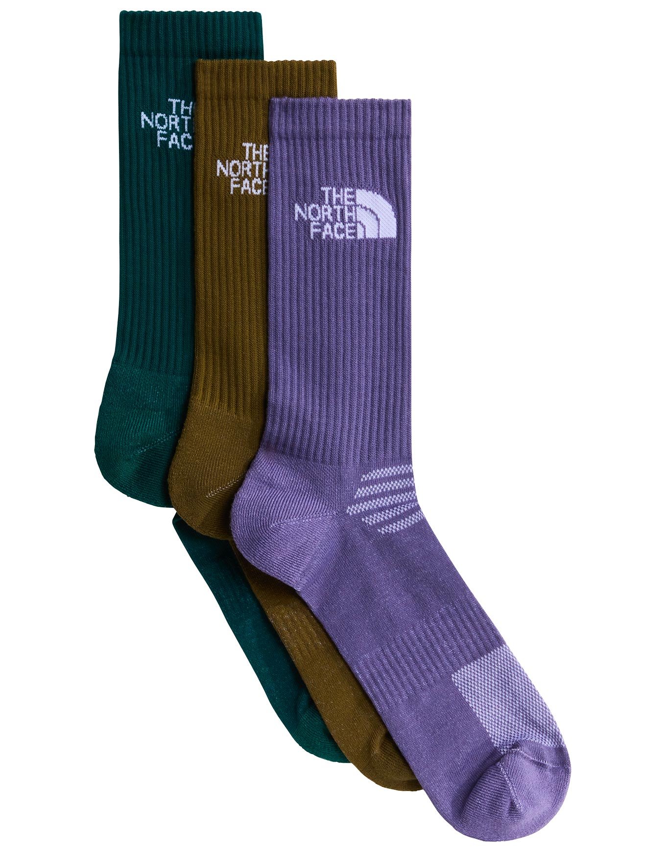 Multi Sport Cush Crew Sock 3P Grounded Plum Caraway + The North Face