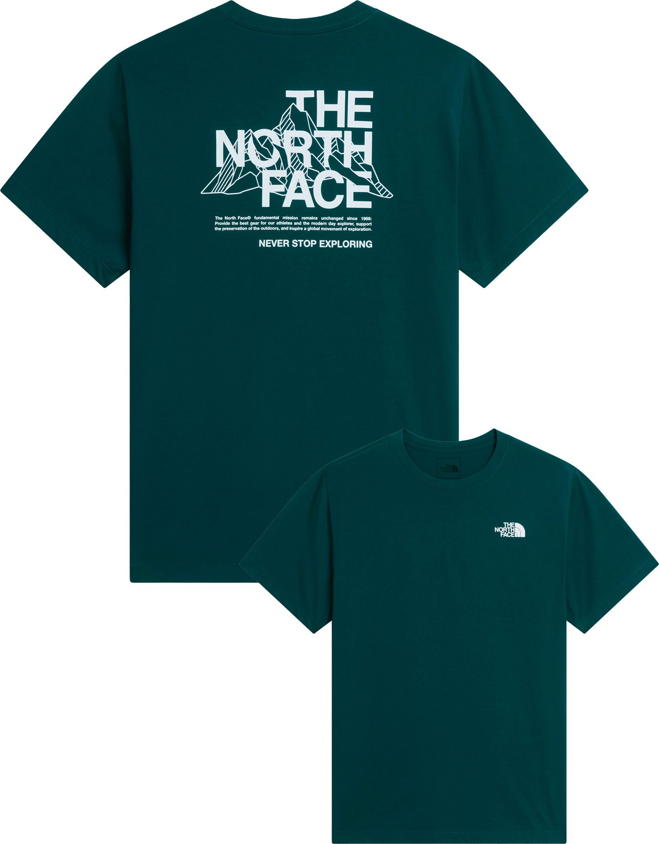 M Mountain Sketch Regular Short Sleeve Pacific Teal + The North Face