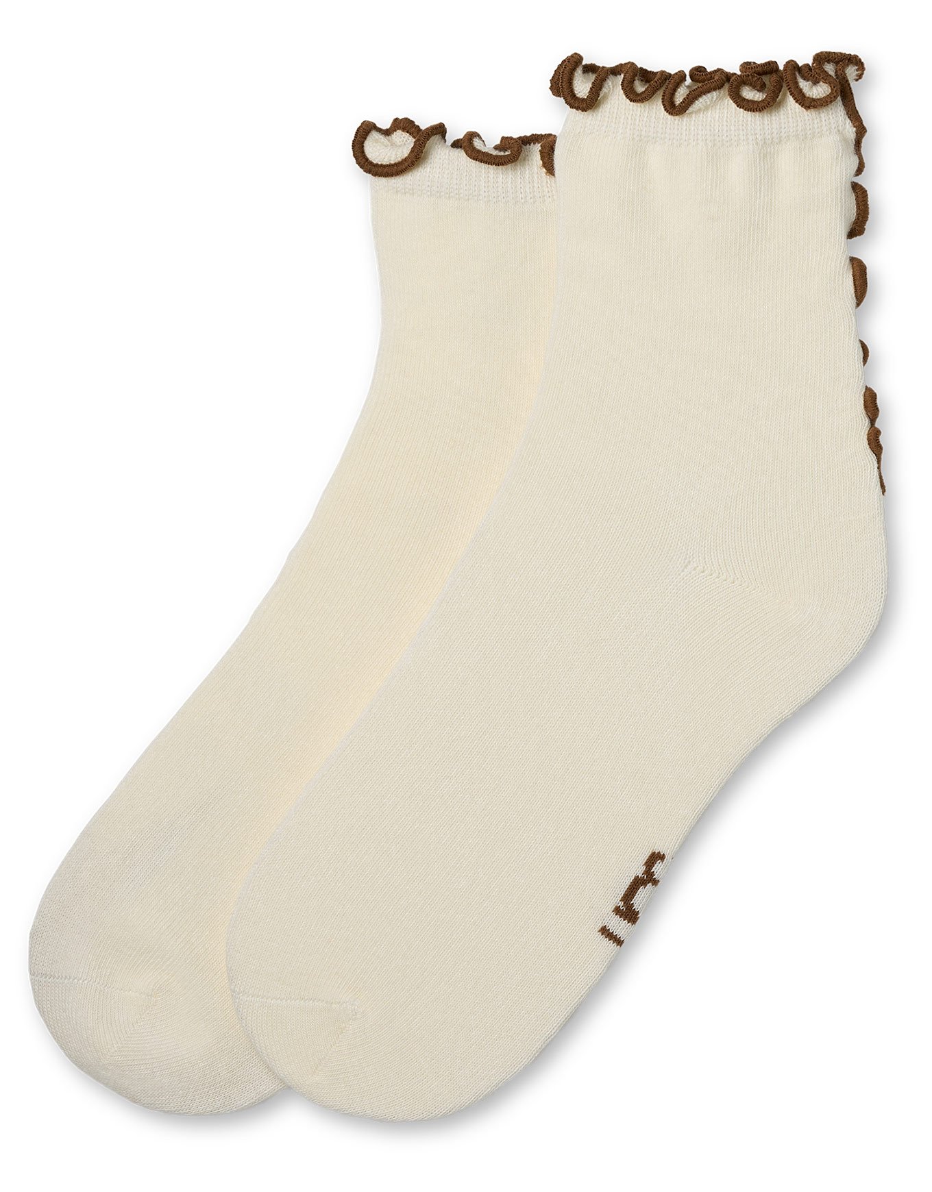 W Karsyn Lettuce Edge Quarter Sock II Vanille/Chestnut + Ugg