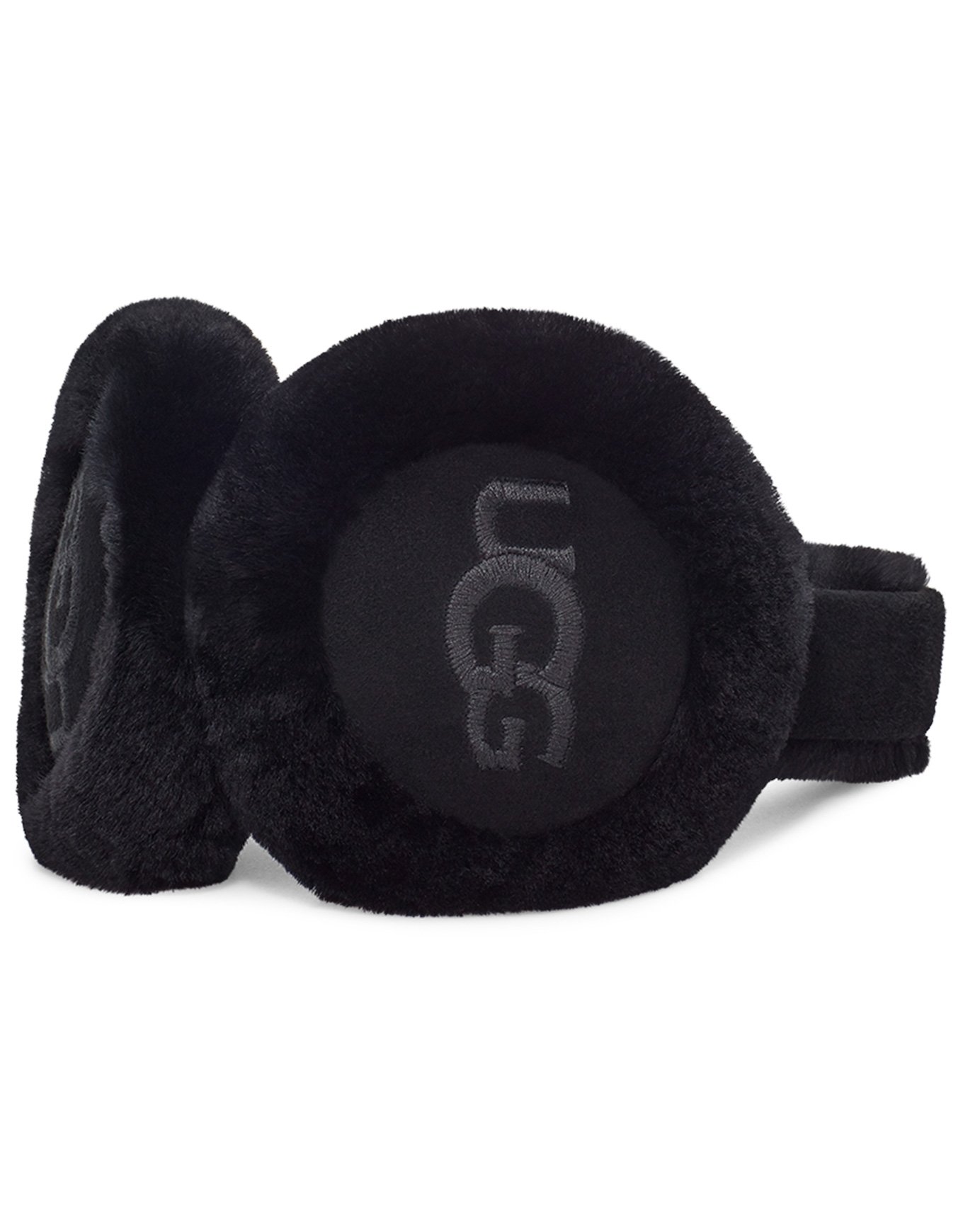 W Sheepskin Embroidery Earmuff Black + Ugg