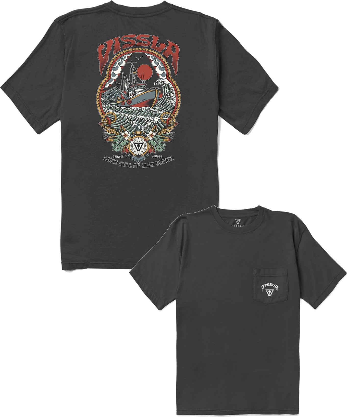 High Water Organic SS Tee M Phantom + Vissla