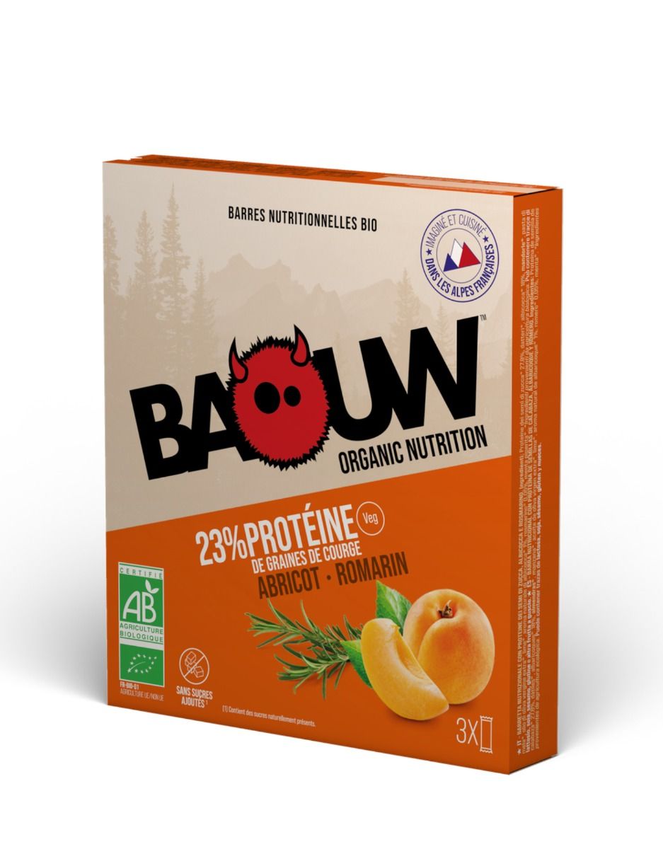 Etui 3 Barres Protéinées Bio 25g Abricot-Romarin + Baouw