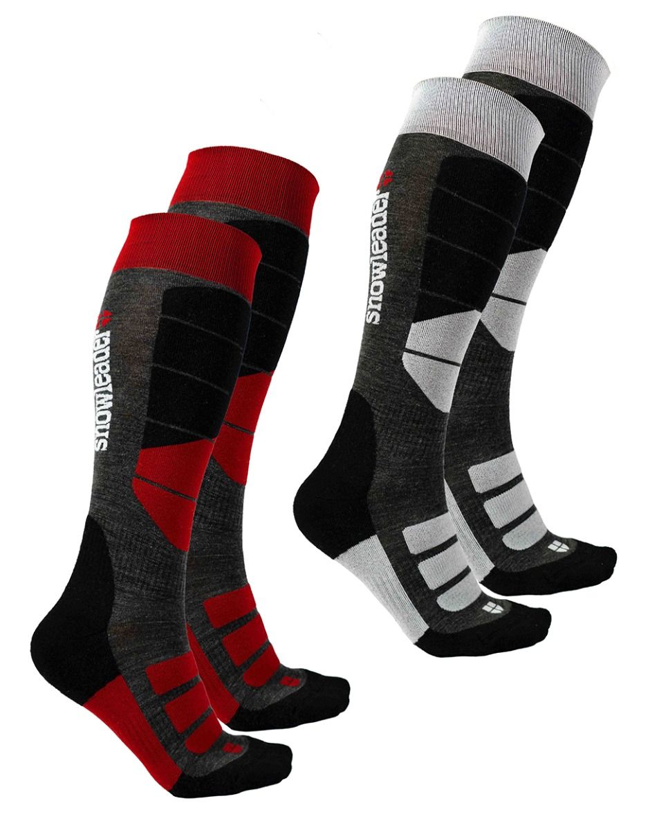 Peakline Ski Socks 2-Pack Red/White + Snowleader