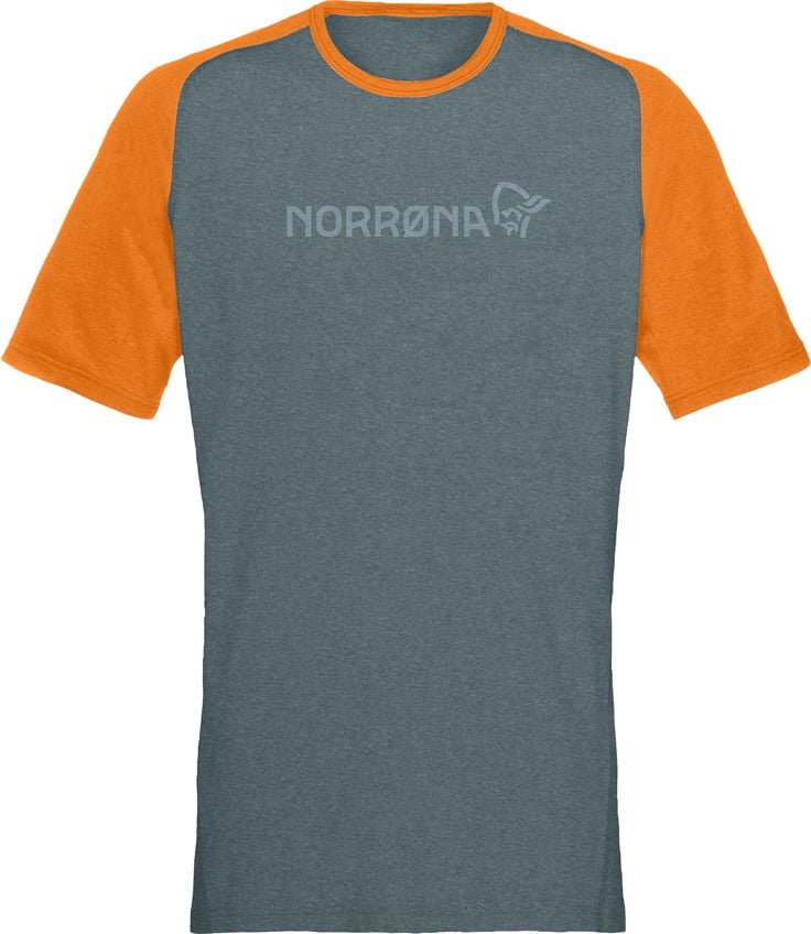 Fjørå Equaliser Lightweight T-Shirt M's North Atlantic/Orange Popsicl + Norrona
