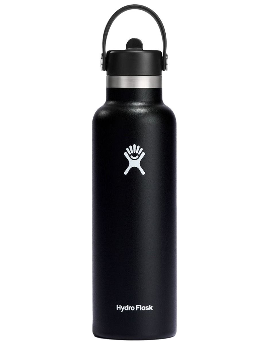24 Oz Wide Flex Straw Cap Black + Hydro flask