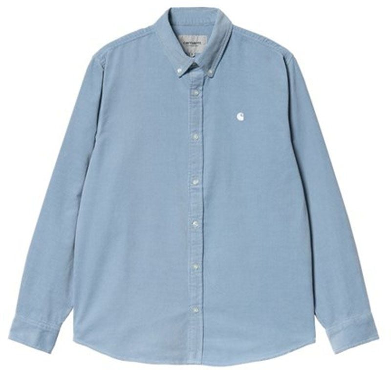 L/S Madison Fine Cord Shirt Frosted Blue / White + Carhartt WIP