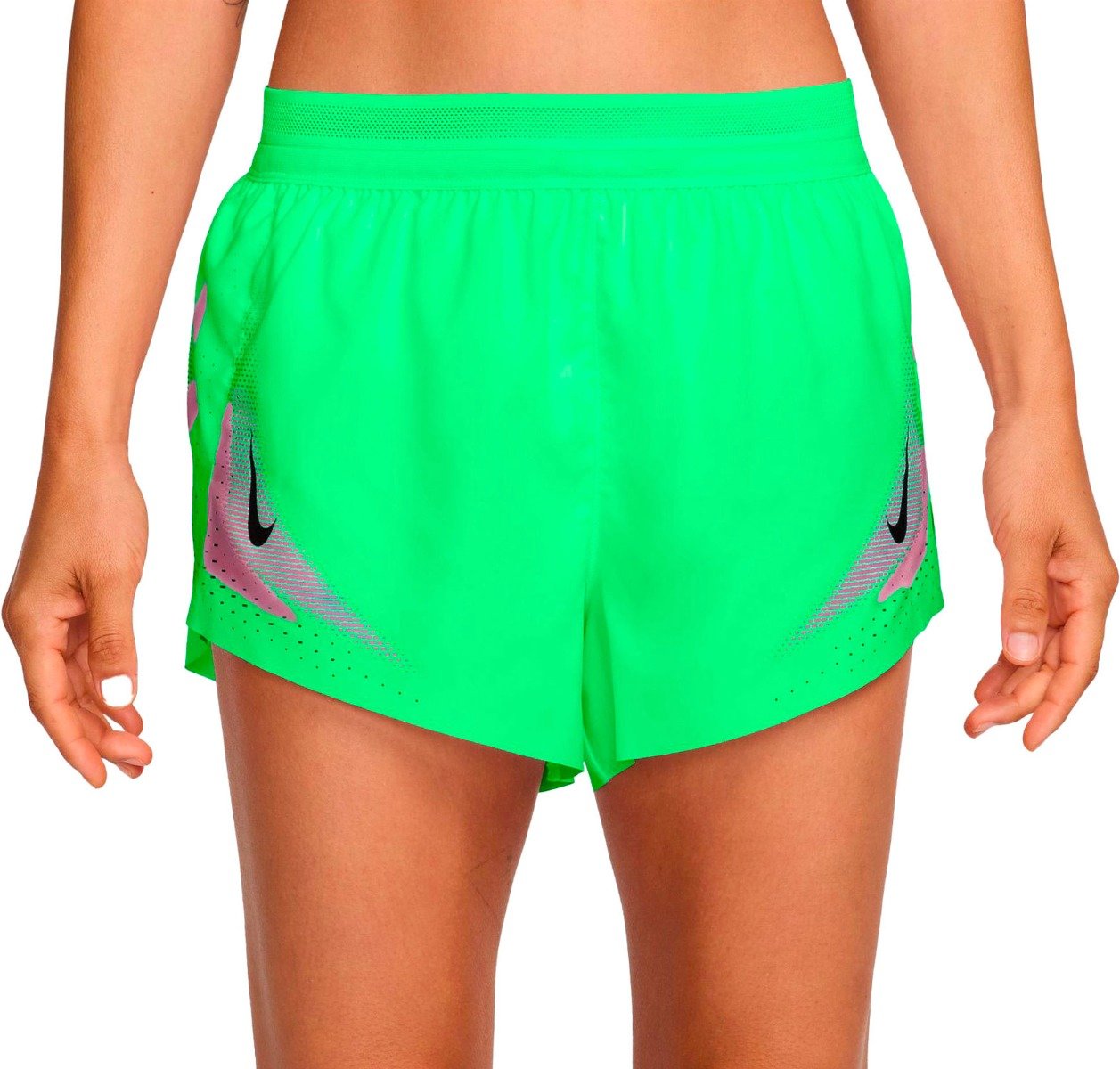 W Nike Aeroswift Dri-Fit ADV 3In Short GX Illusion Green Black Gcw#14 + Nike Running