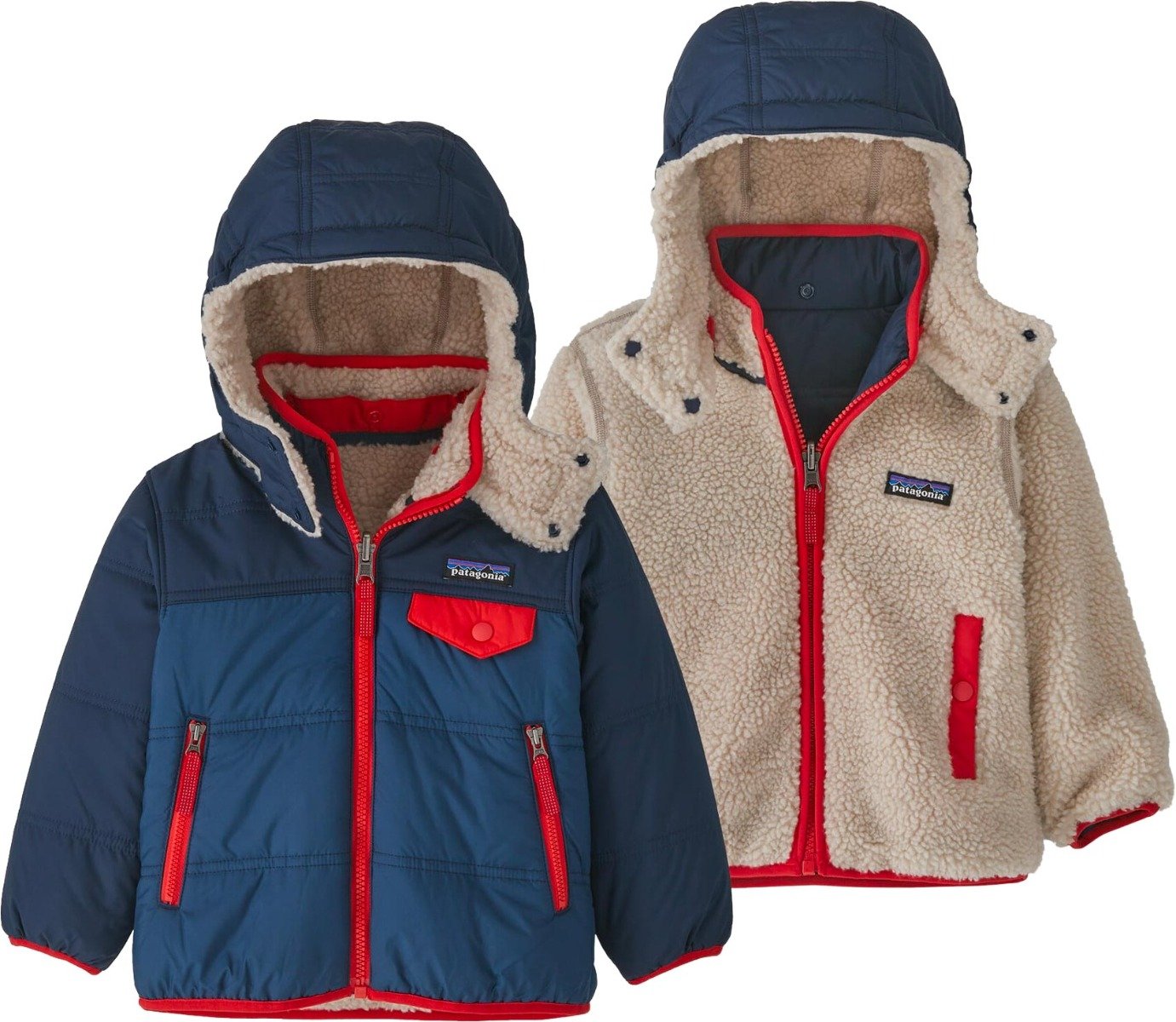 Baby Reversible Tribbles Hoody Stone Blue + Patagonia