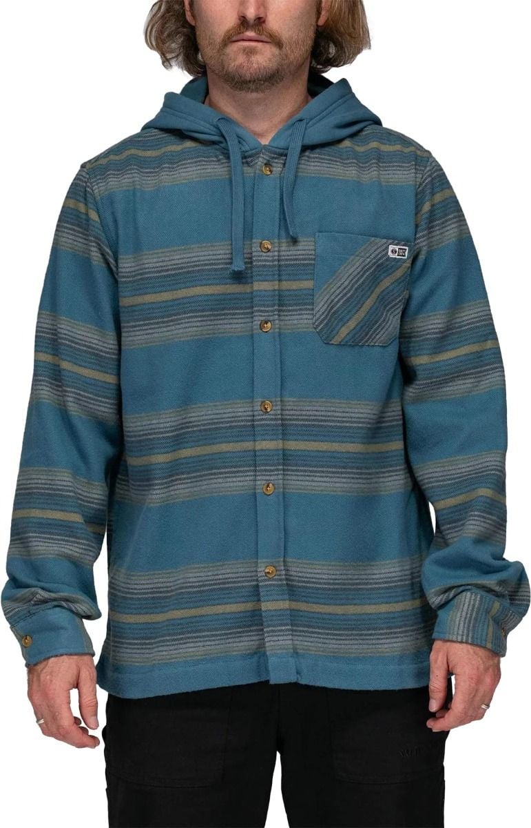 Outback Hooded Flannel Steel Blue + Salty Crew