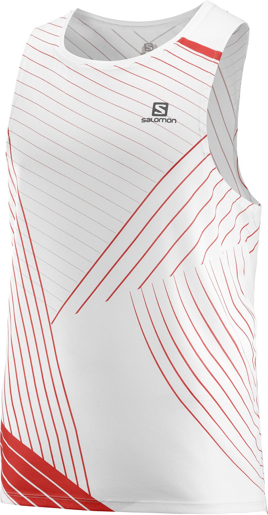 T-Shirt Sense Aero Tank M White/Goji Berry + Salomon