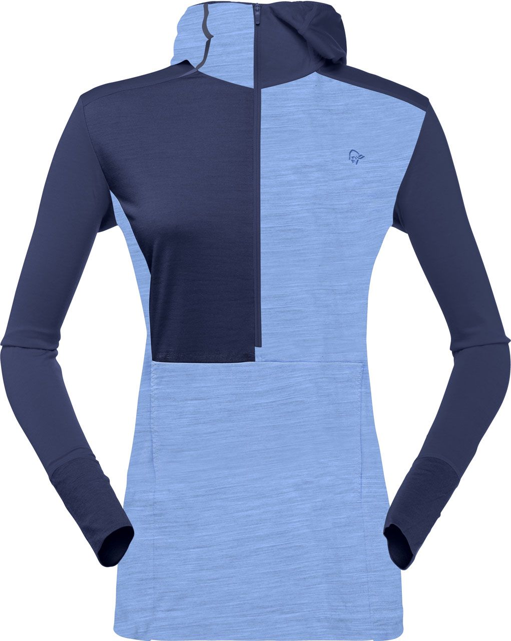 Wool Hoodie W Indigo Night Campanula + Norrona