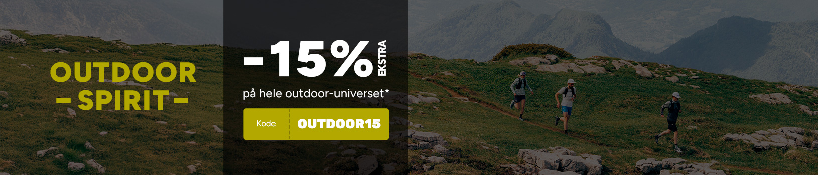 Outdoor spirit -15% ekstra på hele outdoor-universet*