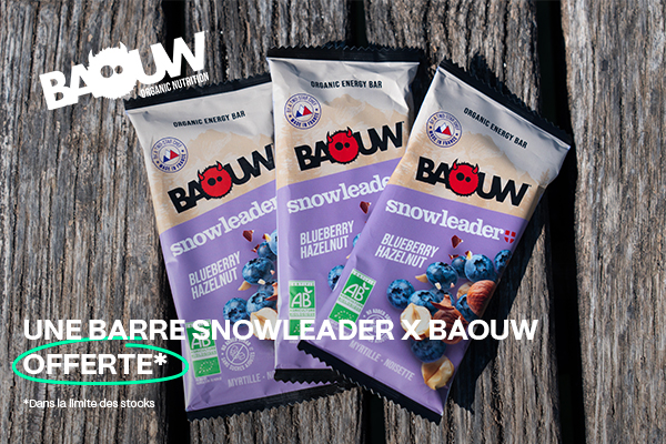 Une barre Baouw X Snowleader offerte dès l'achat d'un produit sur la collection trail 2026