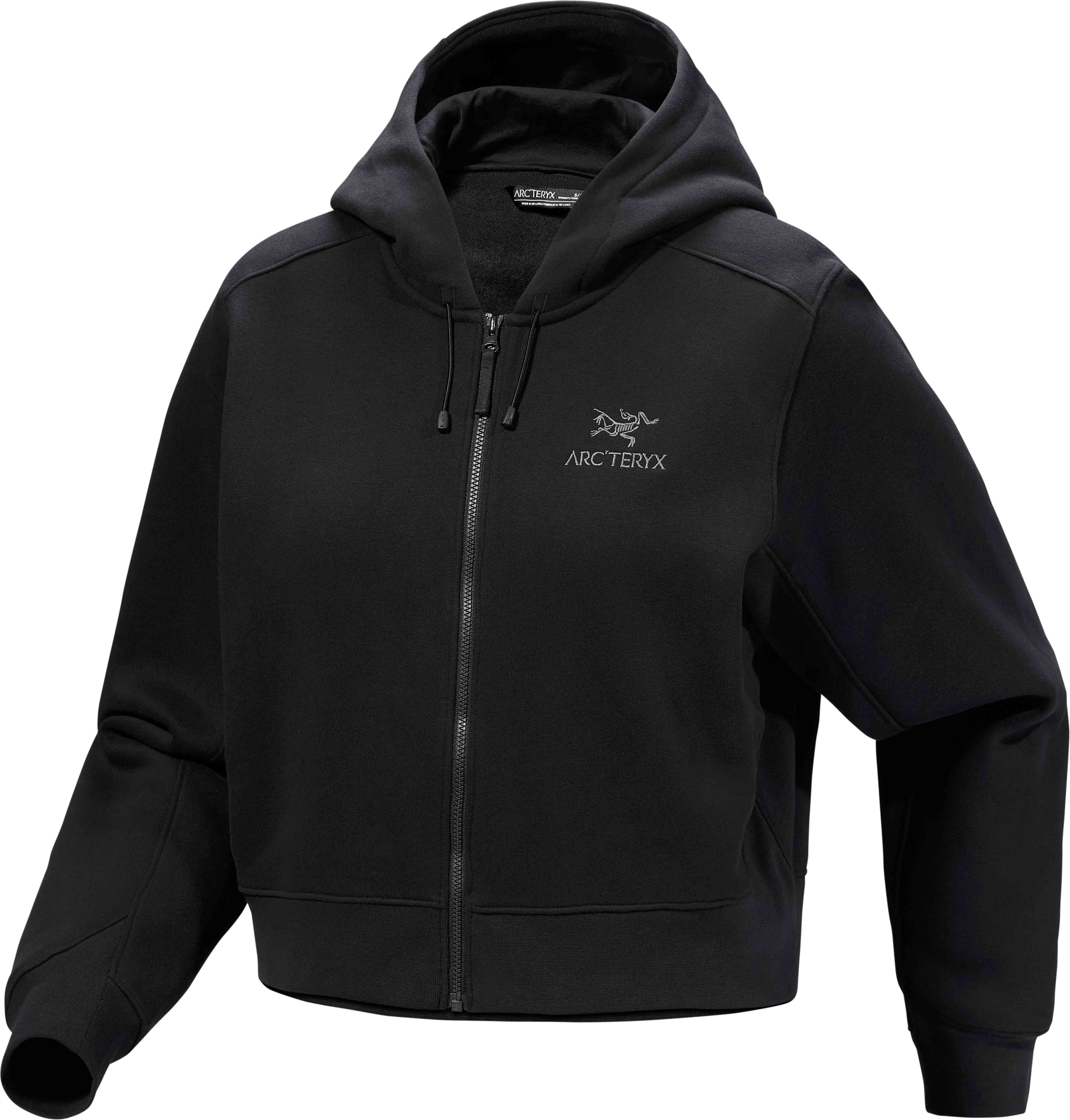 Sweat à capuche zippé en polaire - Emblem Fleece FZ Crop W Black en Coton - Taille S - Noir