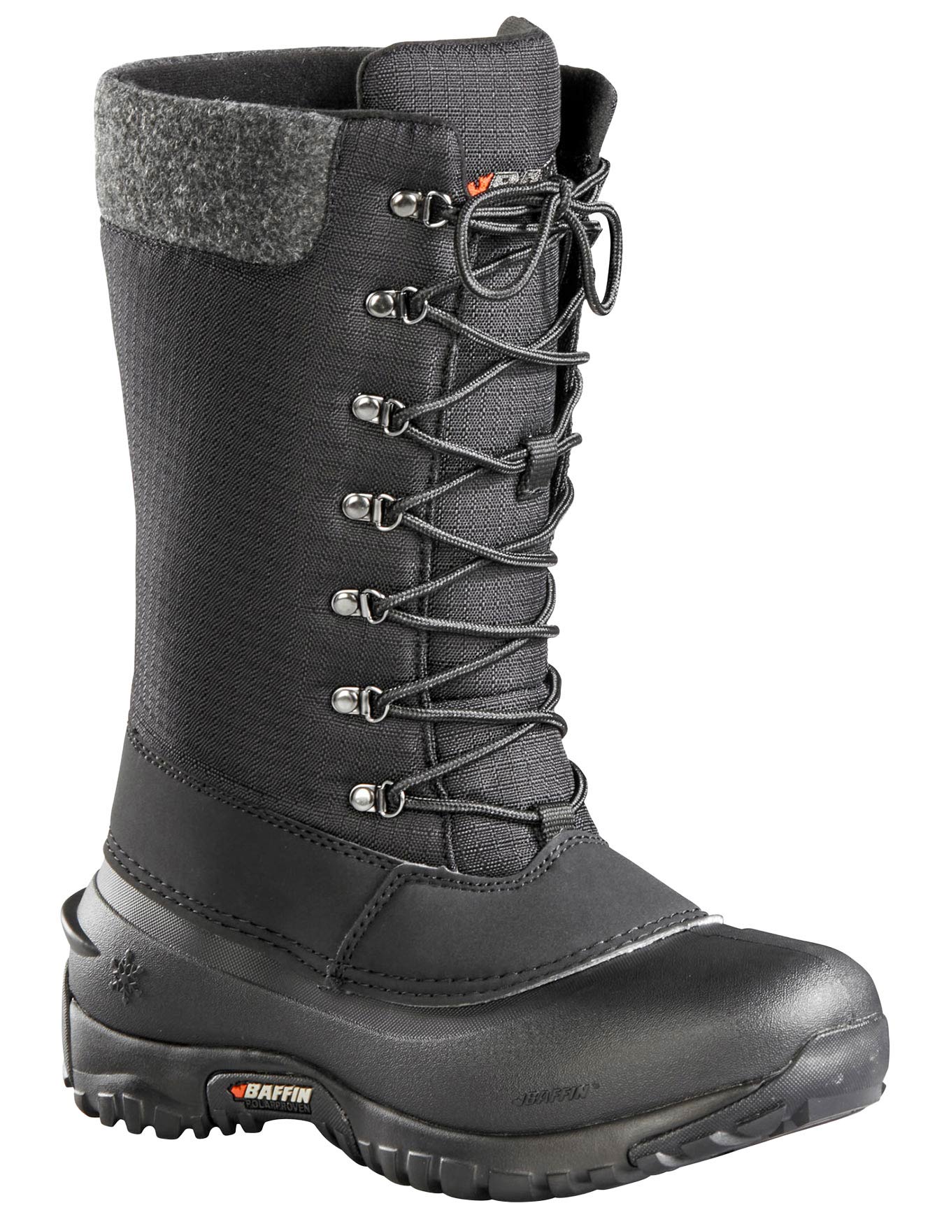 Warme, wasserfeste Schneestiefel Jess Black für Damen aus Nylon Größe 6 US schwarz
