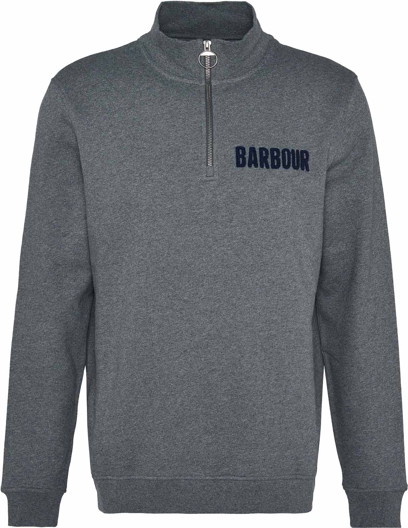 Sweat en coton demi-zippé - Cotes Half Zip Sweatshirt Mid Grey Marl en Coton - Taille L - Gris