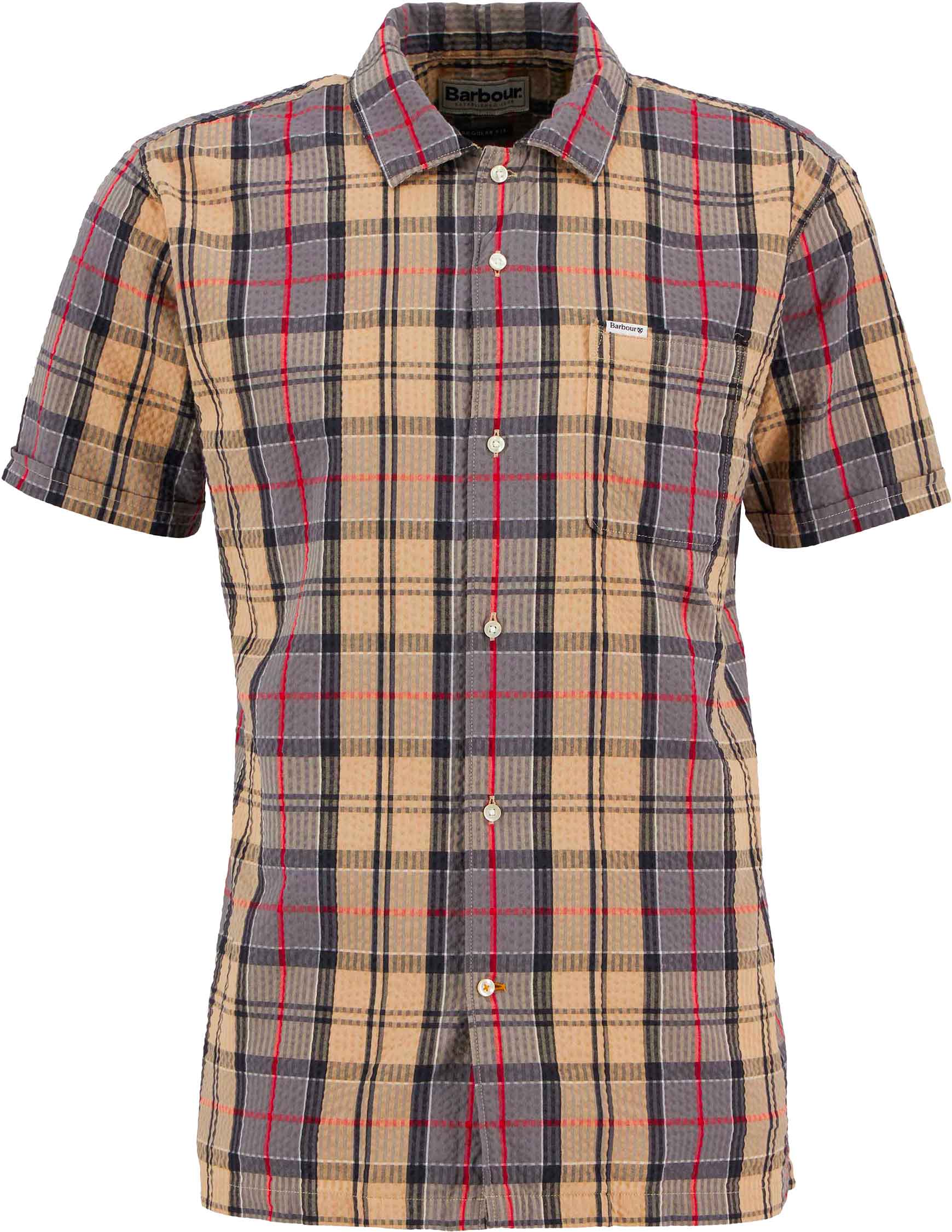 Chemise en coton effet gaufré - Clyde Seersucker Tartan Summer Fit Shirt Dress Tartan en Coton - Taille L - Violet