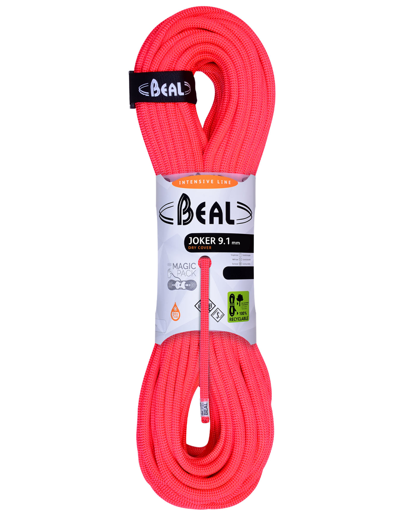 Corde d'escalade 3 normes - Joker 9.1mm Unicore Dry Cover Orange - Taille 60 m - Rouge