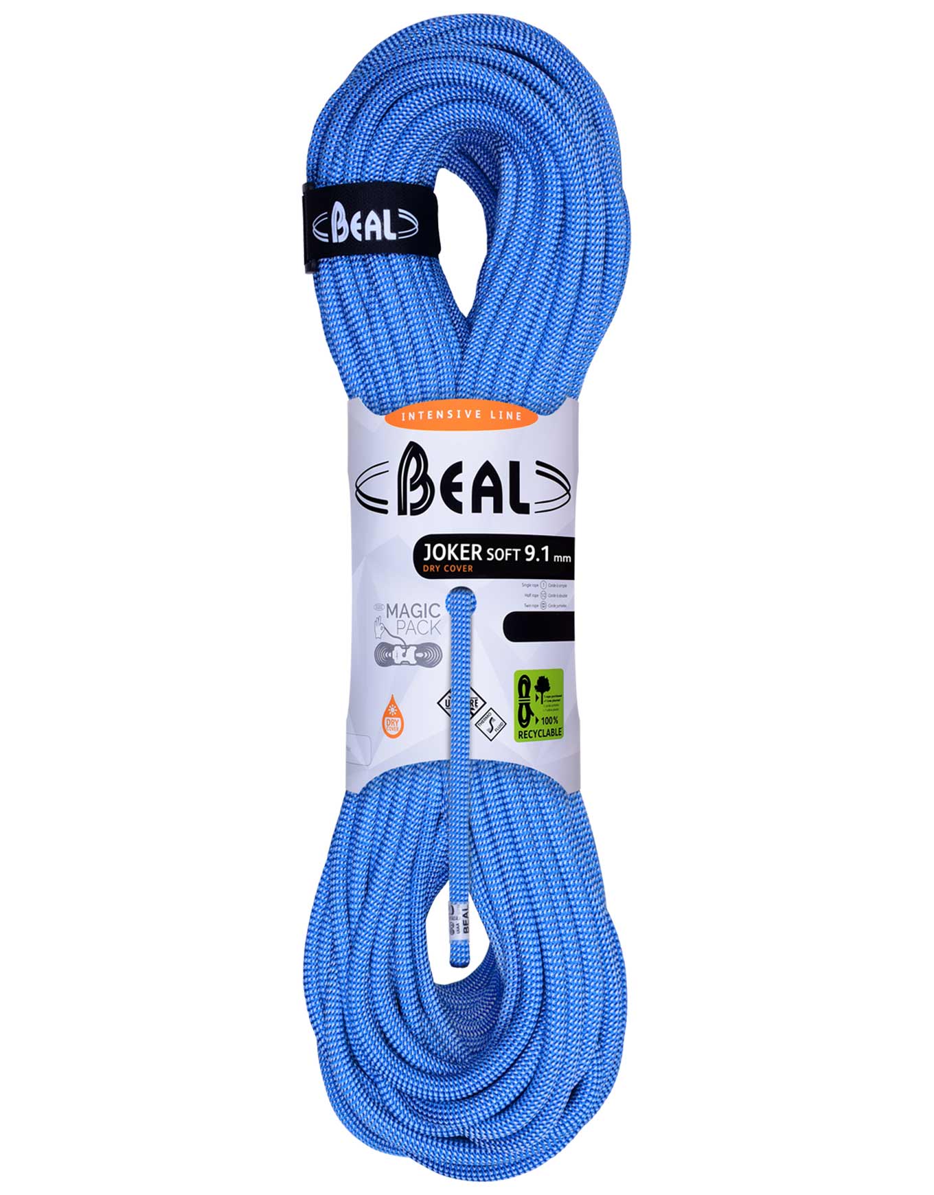 Corde d'escalade 3 normes - Joker 9.1mm Soft Unicore Dry Cover Blue - Taille 60 m - Bleu