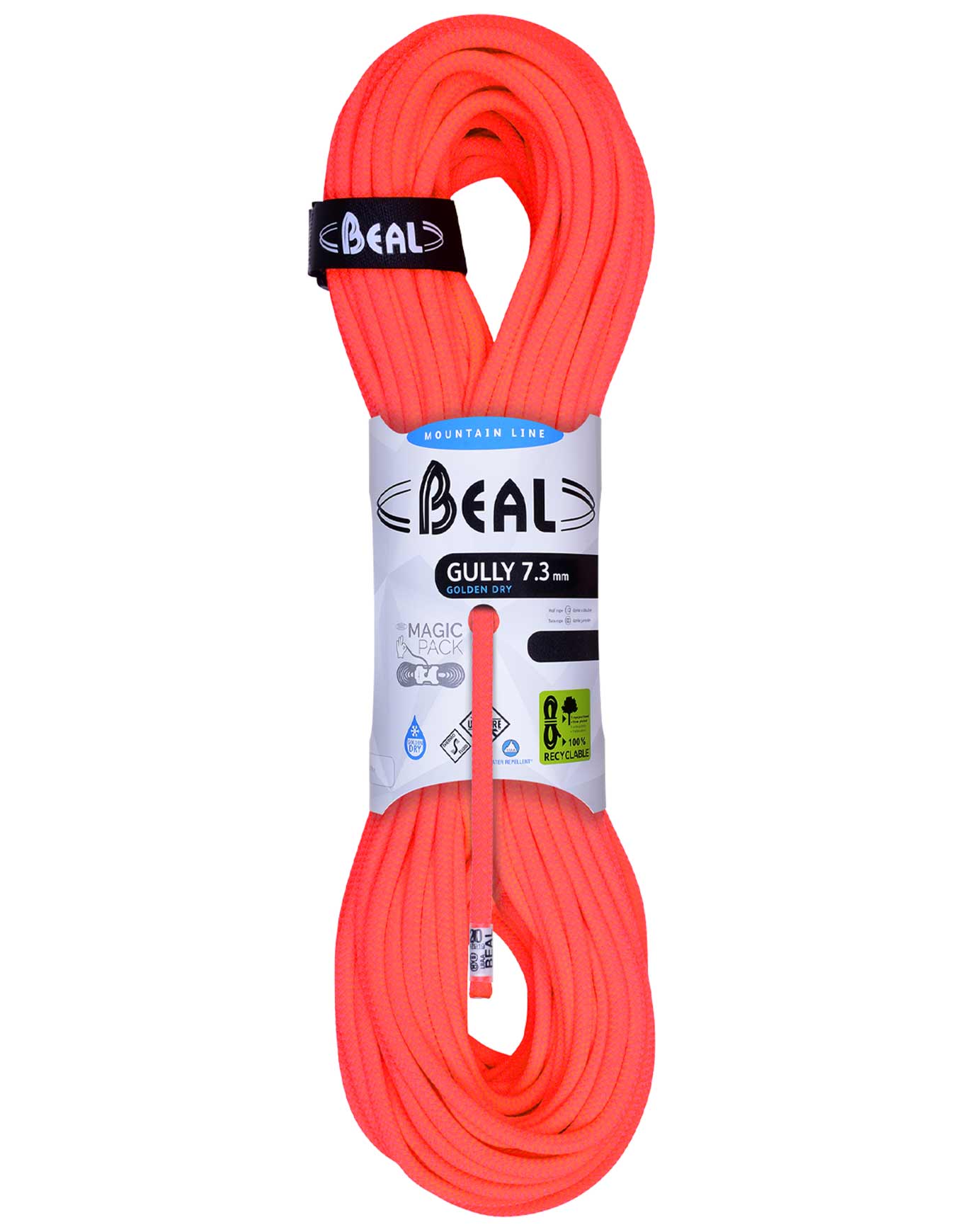 Corde d'alpinisme - Gully 7.3mm Golden Dry Orange - Taille 60 m