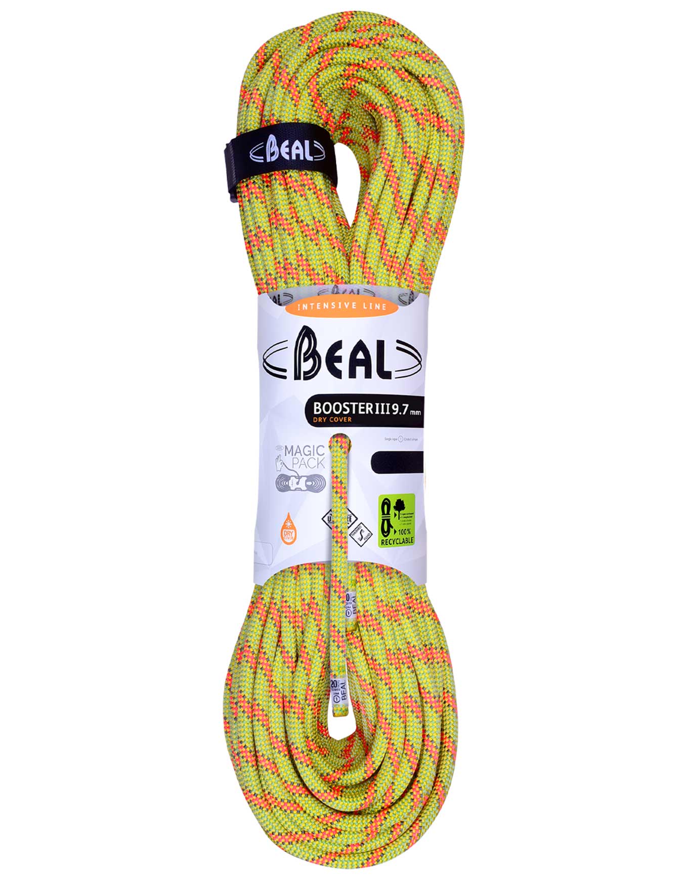 Corde d'escalade - Booster III 9,7mm Dry Cover Anis - Taille 70 m - Jaune