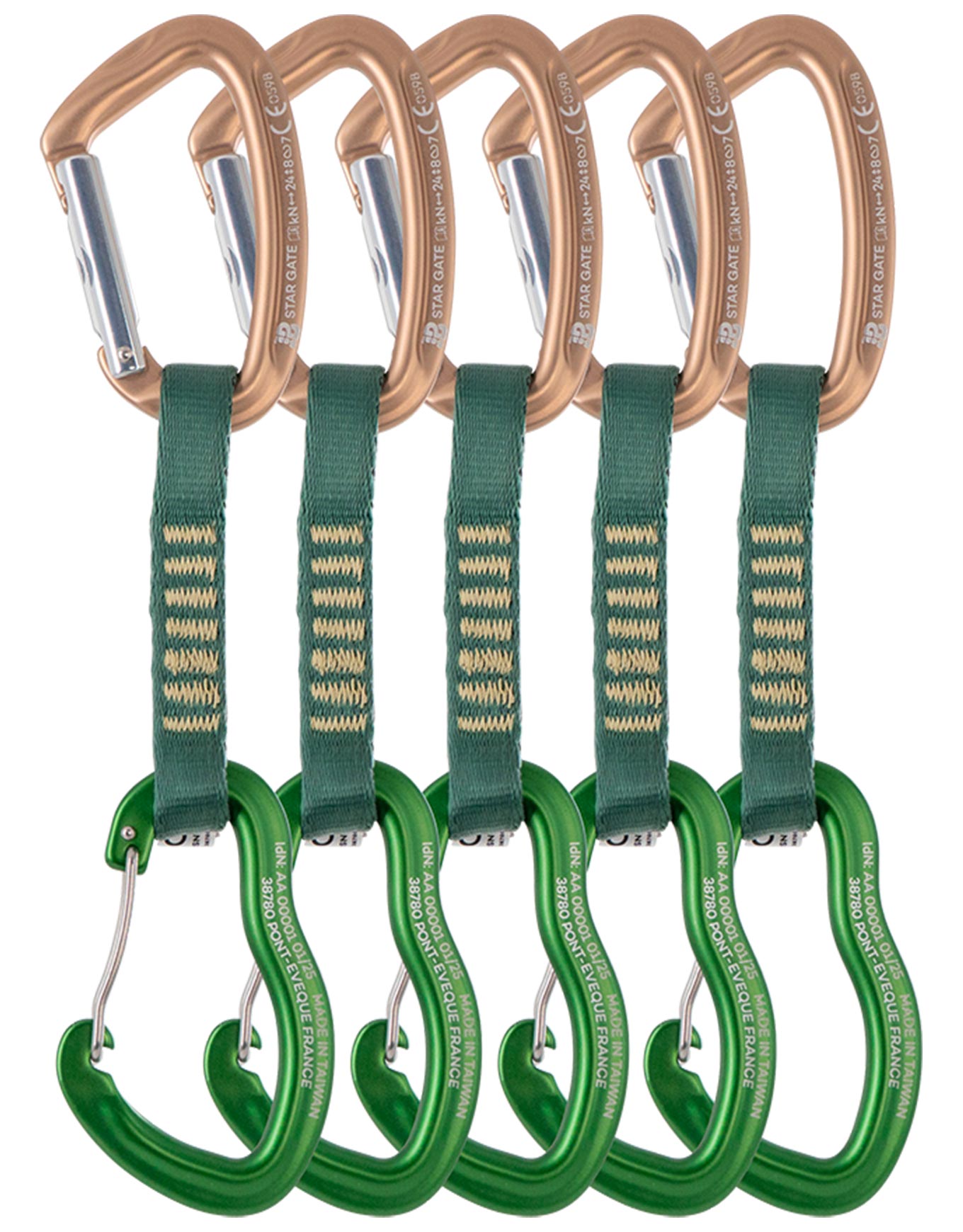 Pack de 5 dégaines d'escalade - Zest Quickdraw 11cm Pack Matt Green - Vert
