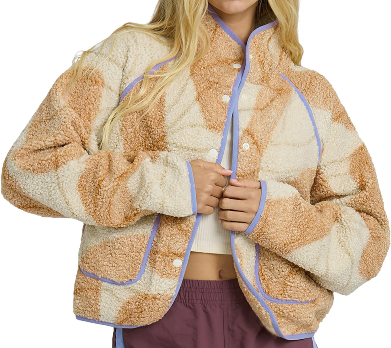 Polaire en sherpa zippée - Dawney Snap Up Fleece White Cap en Silicone - Taille S - Beige