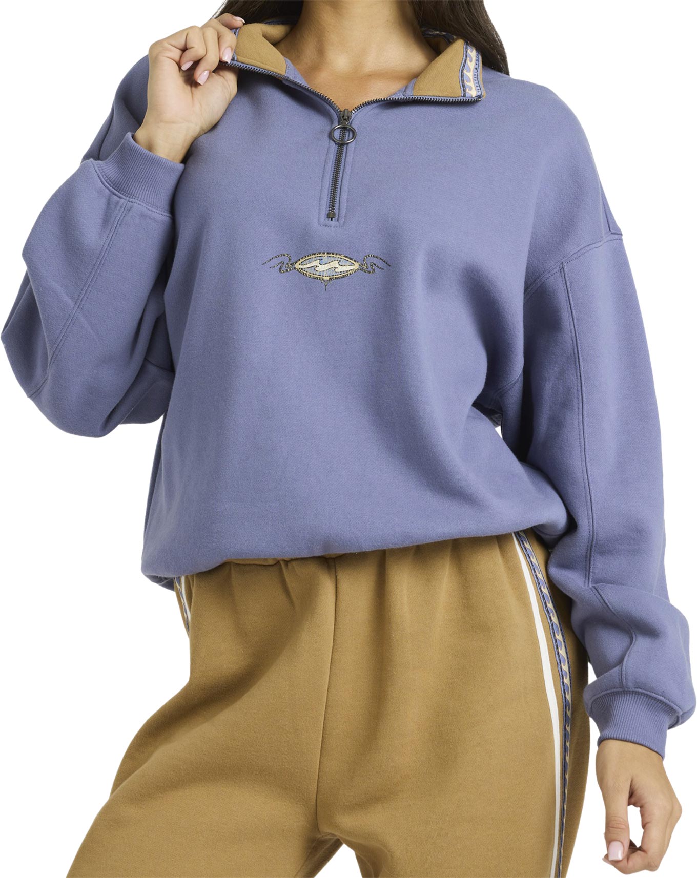 Sweat en mélange polaire - Wave Break Half Zip Crew Stone Blue en Coton - Taille M - Bleu