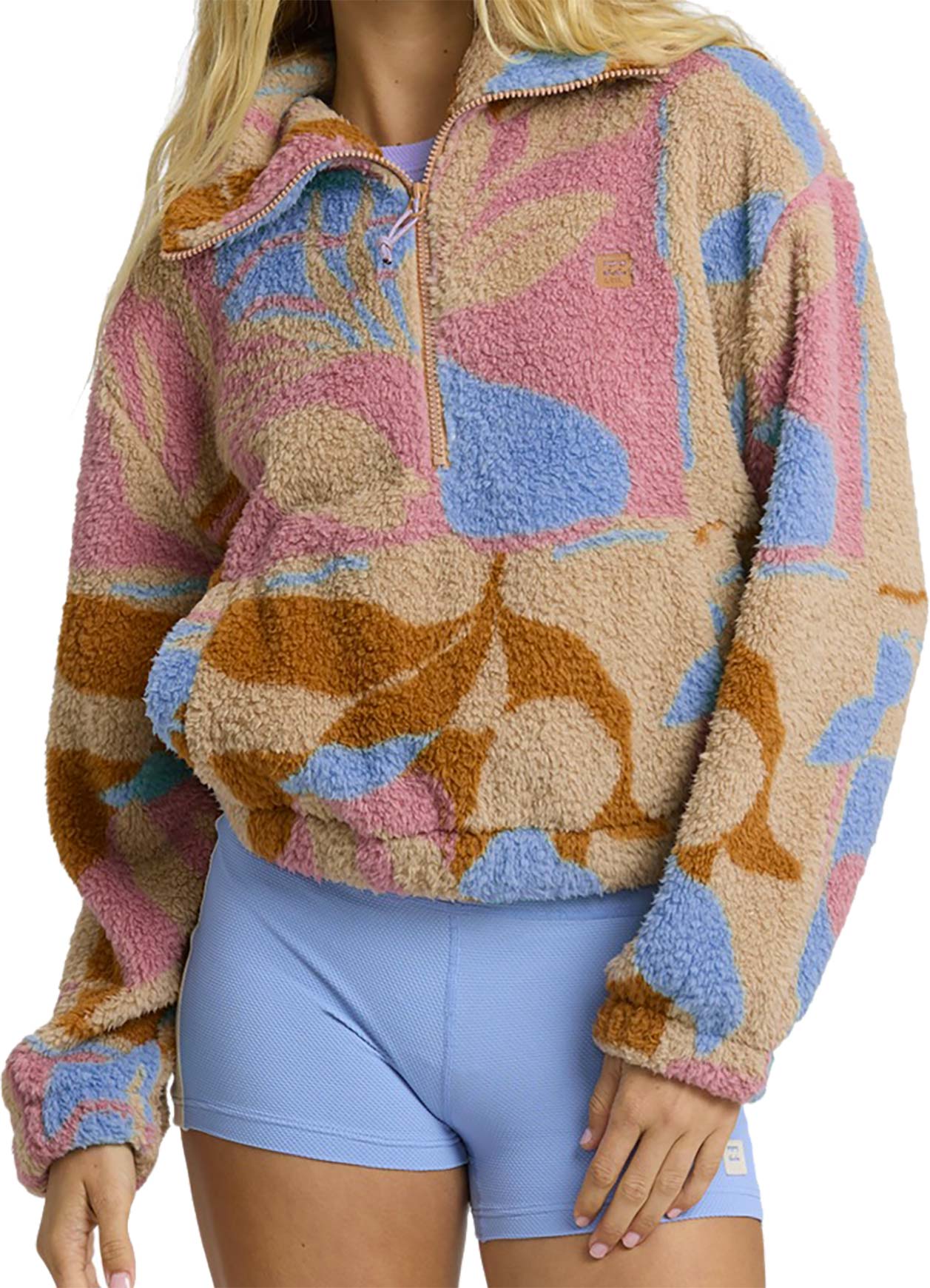 Polaire en sherpa zippée - Barra Half Zip Fleece Oatmeal en Silicone - Taille L - Rose